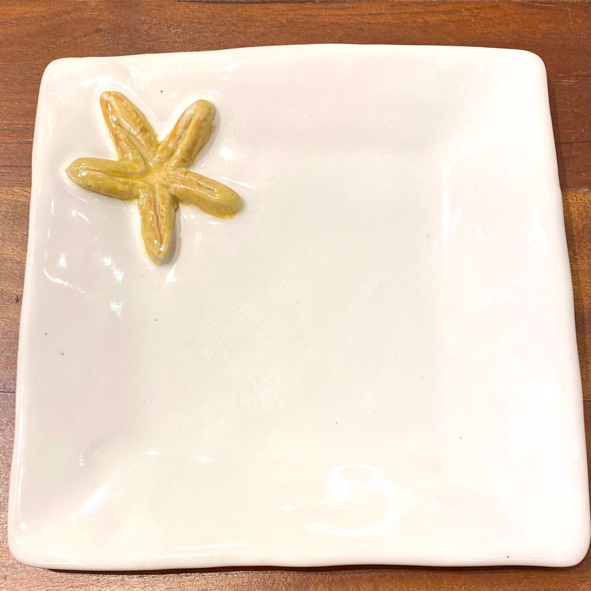 White Plate with Starfish NQR22-19 by Judy Kepley