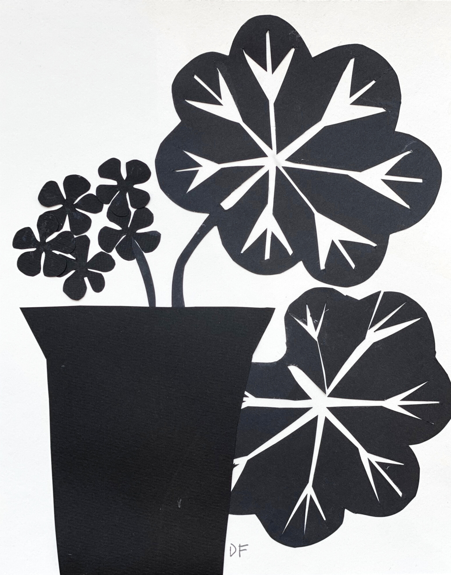 Black Geranium in Pot Collage by DENISE FIEDLER