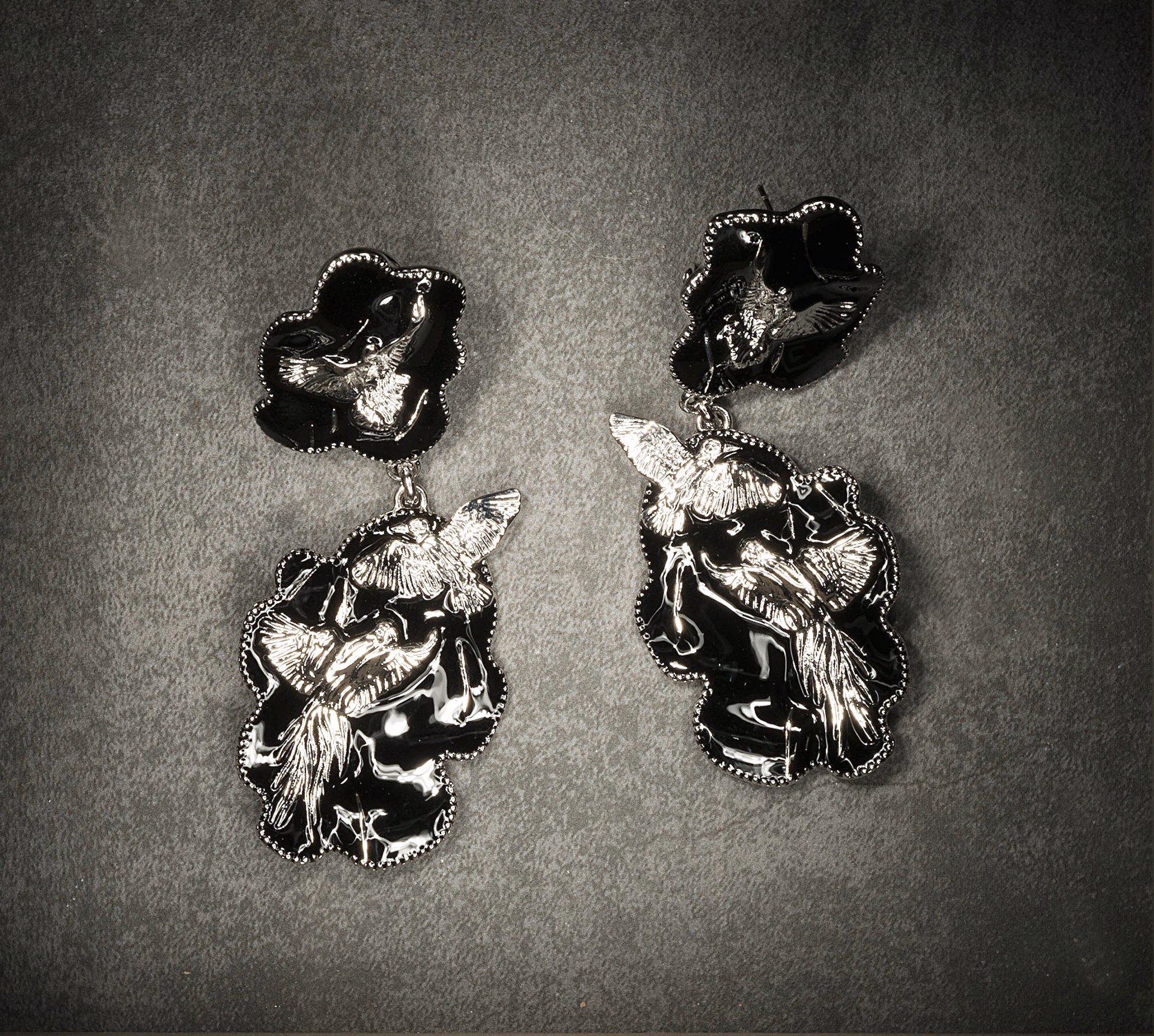 Arise Earrings - Silver & Black by Angela Mia