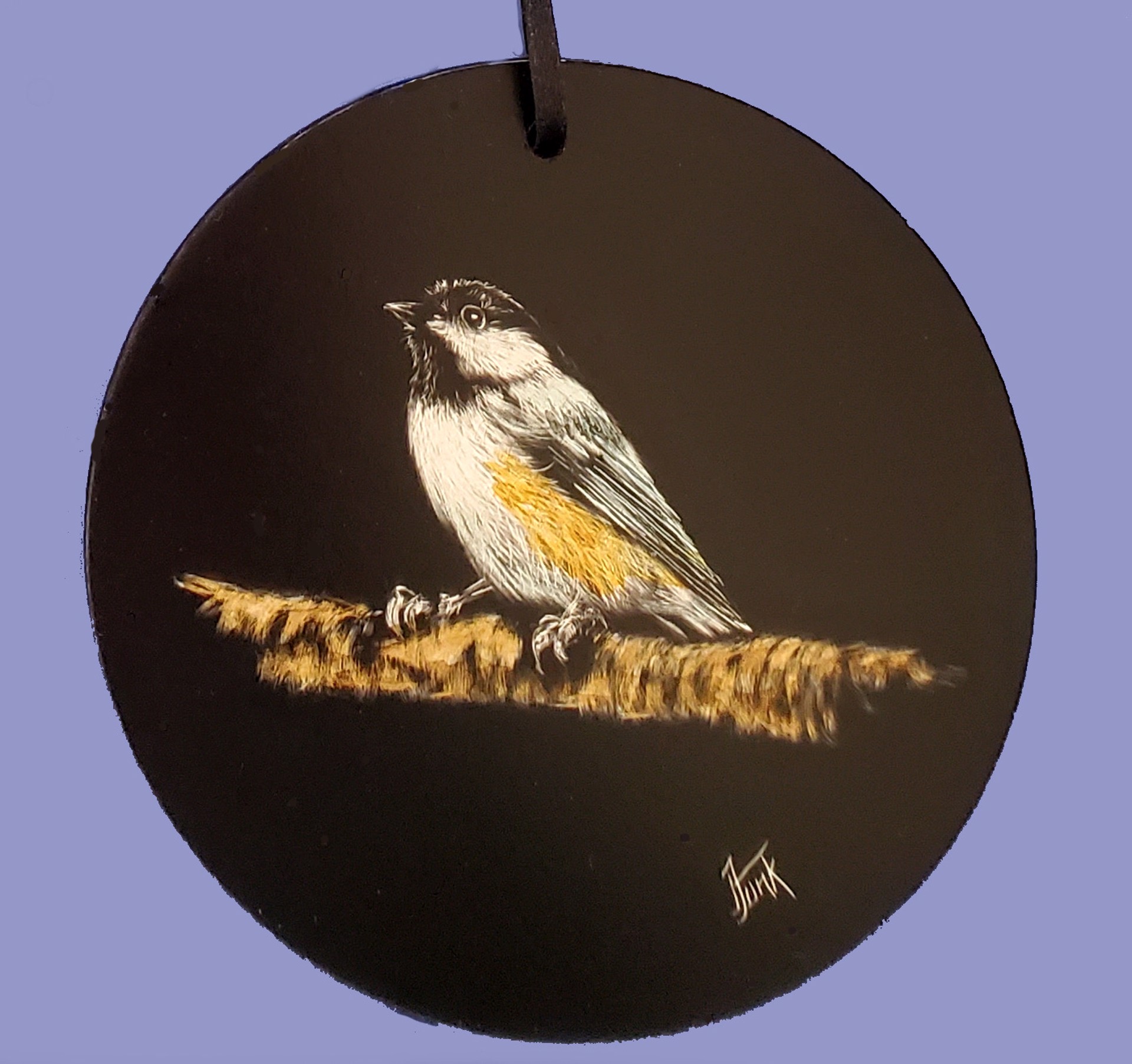 Rest - Matthew 11:28 - Black Chickadee - Ornament by Janet Funk