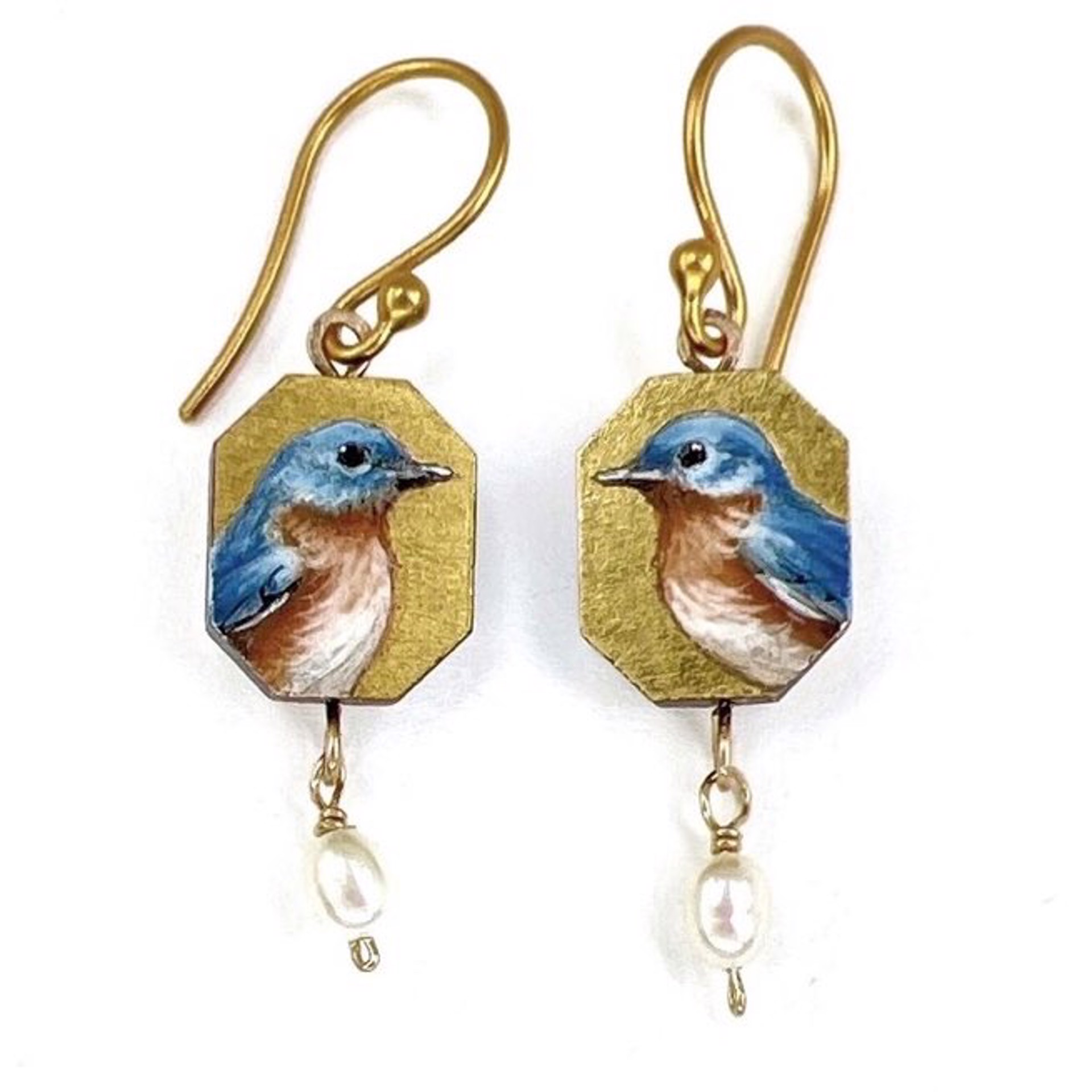 Bluebird Earrings with Pearl by Christina Goodman