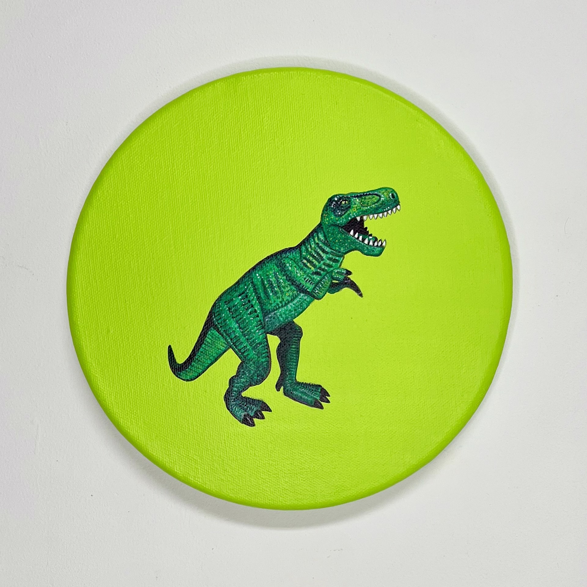 Tondo Rex - Green on Yellow Green by Colleen Critcher