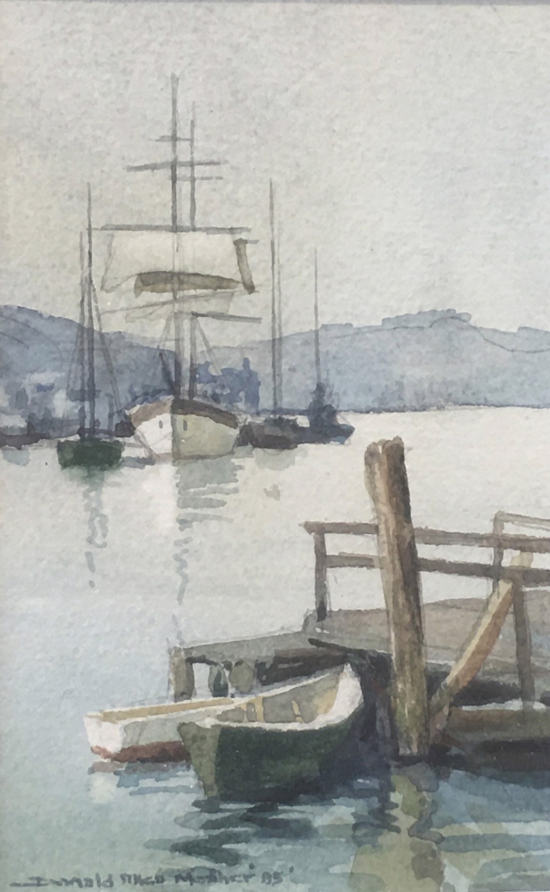 Salt Barque in Gloucester Harbor by Donald Allen Mosher (1945-2014)