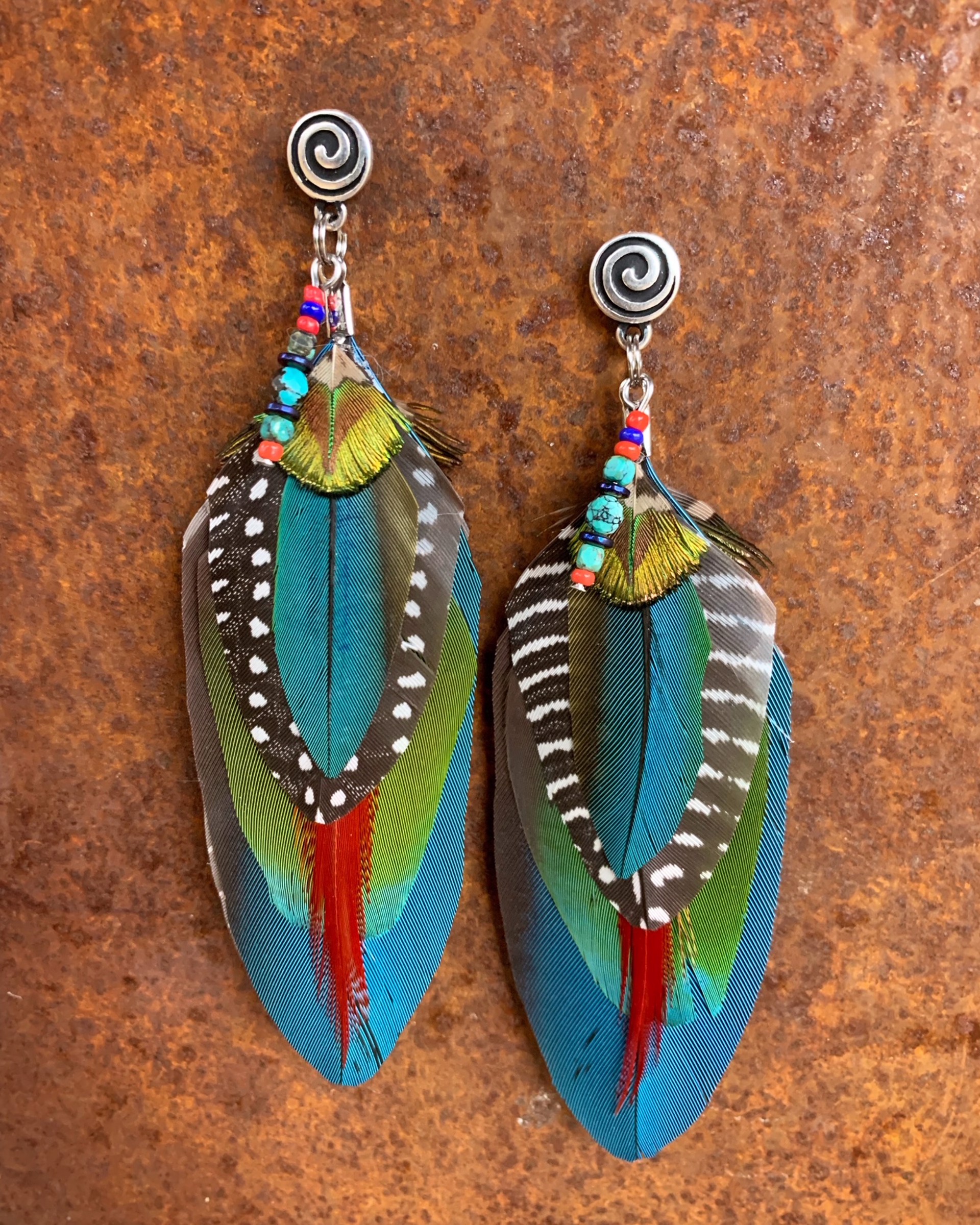 K809 Ethically Sourced Parrot Earrings by Kelly Ormsby
