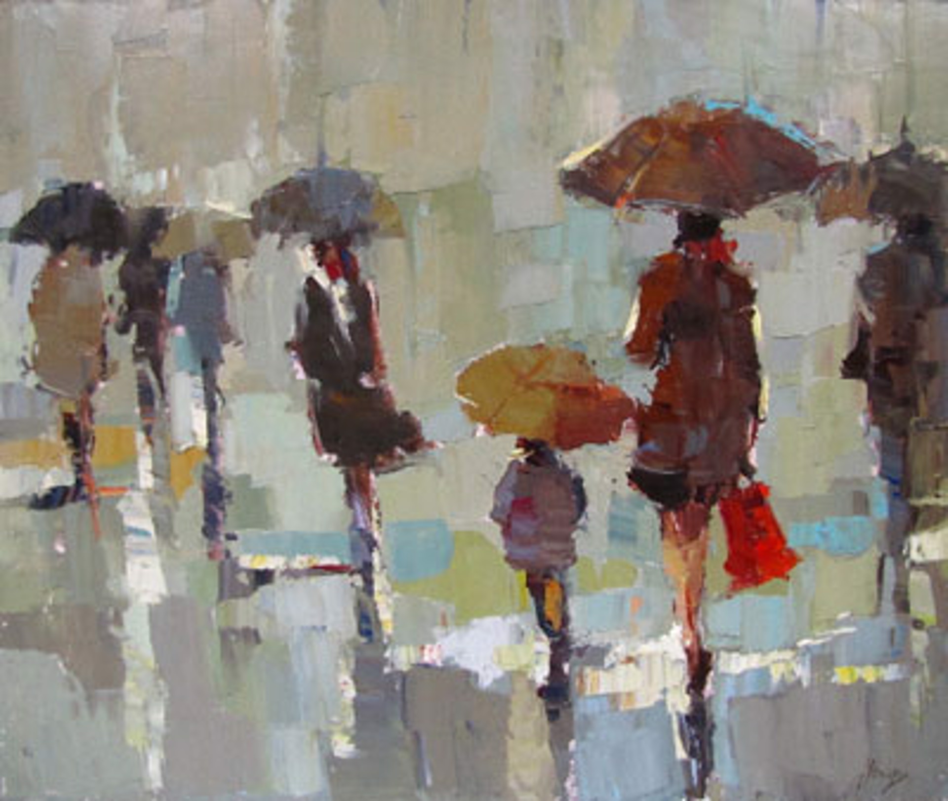 Rainy Day with Red Purse by Barbara Flowers