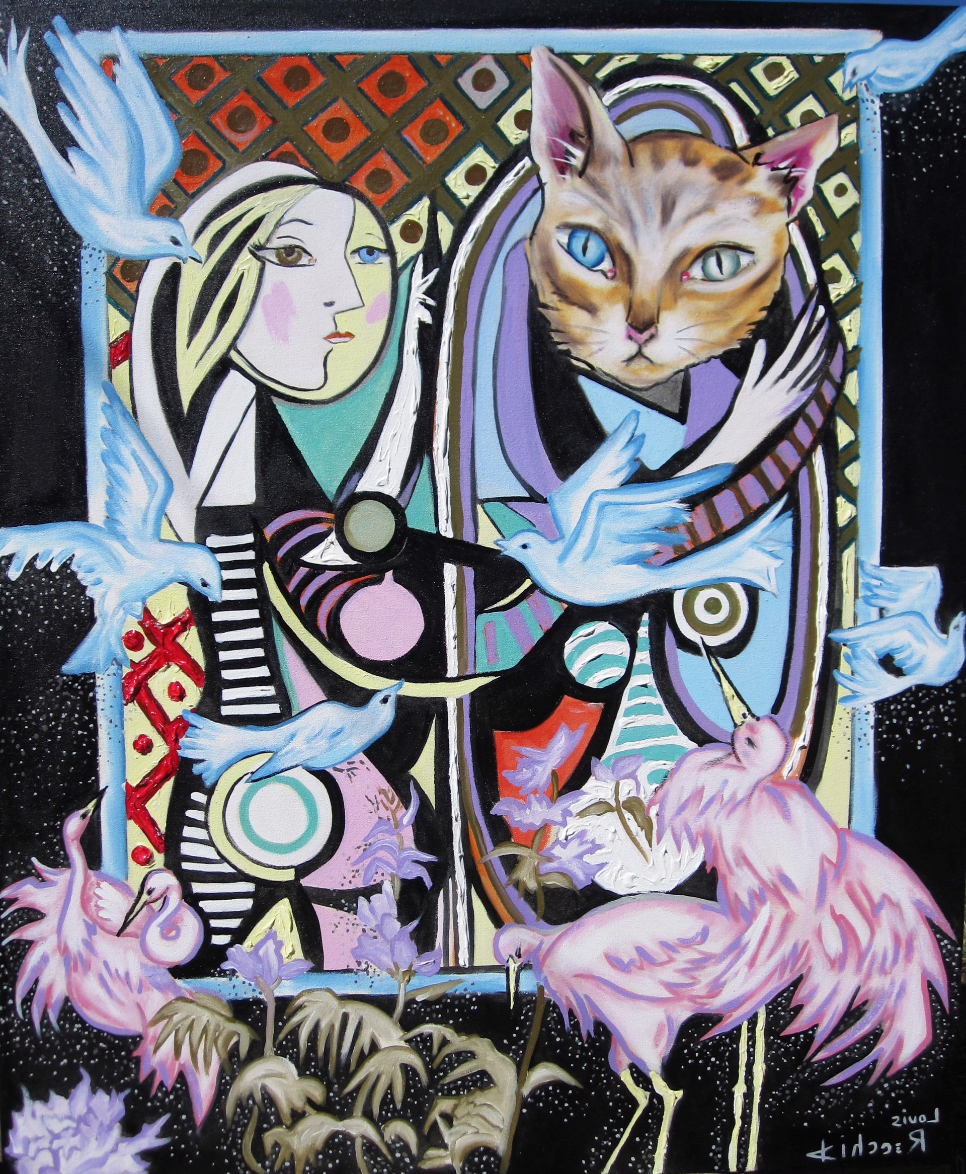 Picasso's Mirror with Cat by Louis Recchia