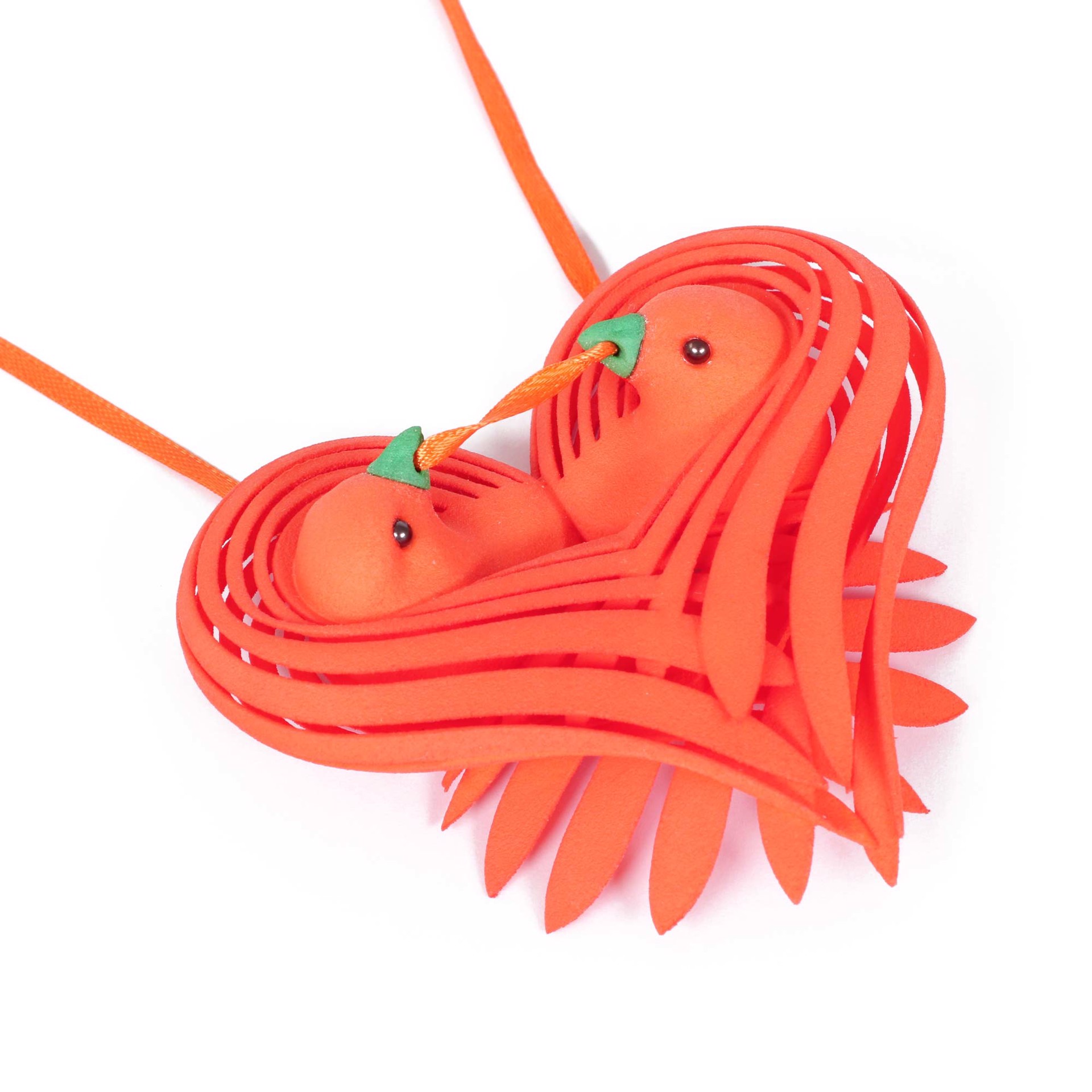 Orange Sparrow to the Heart Necklace by Emily Cobb