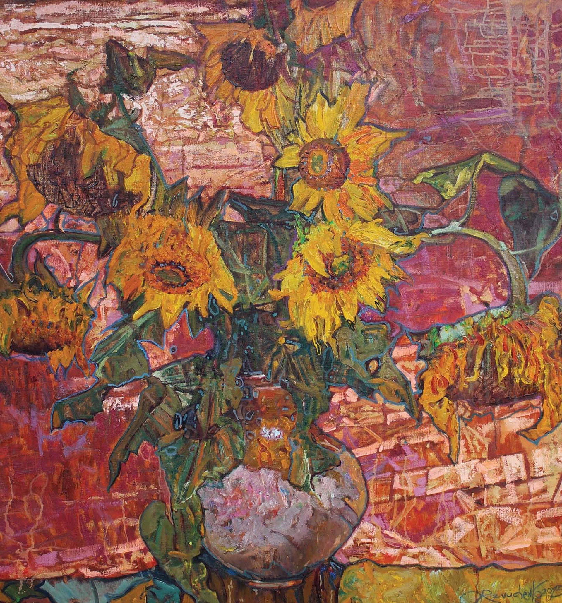 Sari and Sunflowers by Aleksandr Reznichenko