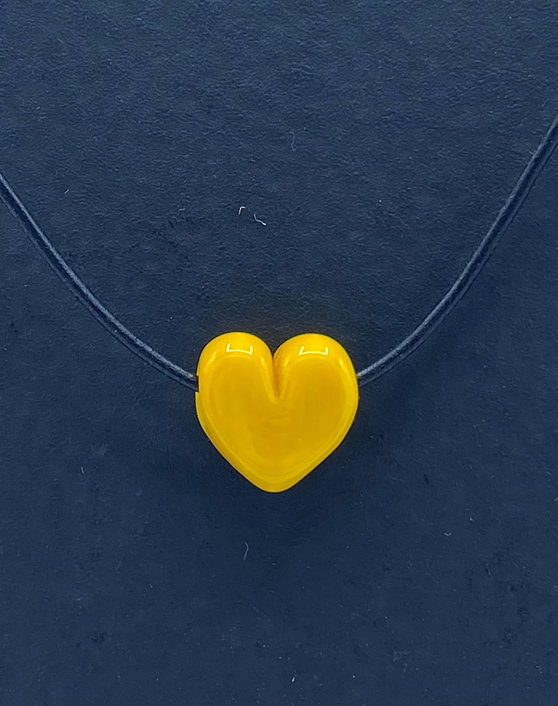 Yellow Heart Bead Necklace by Emelie Hebert