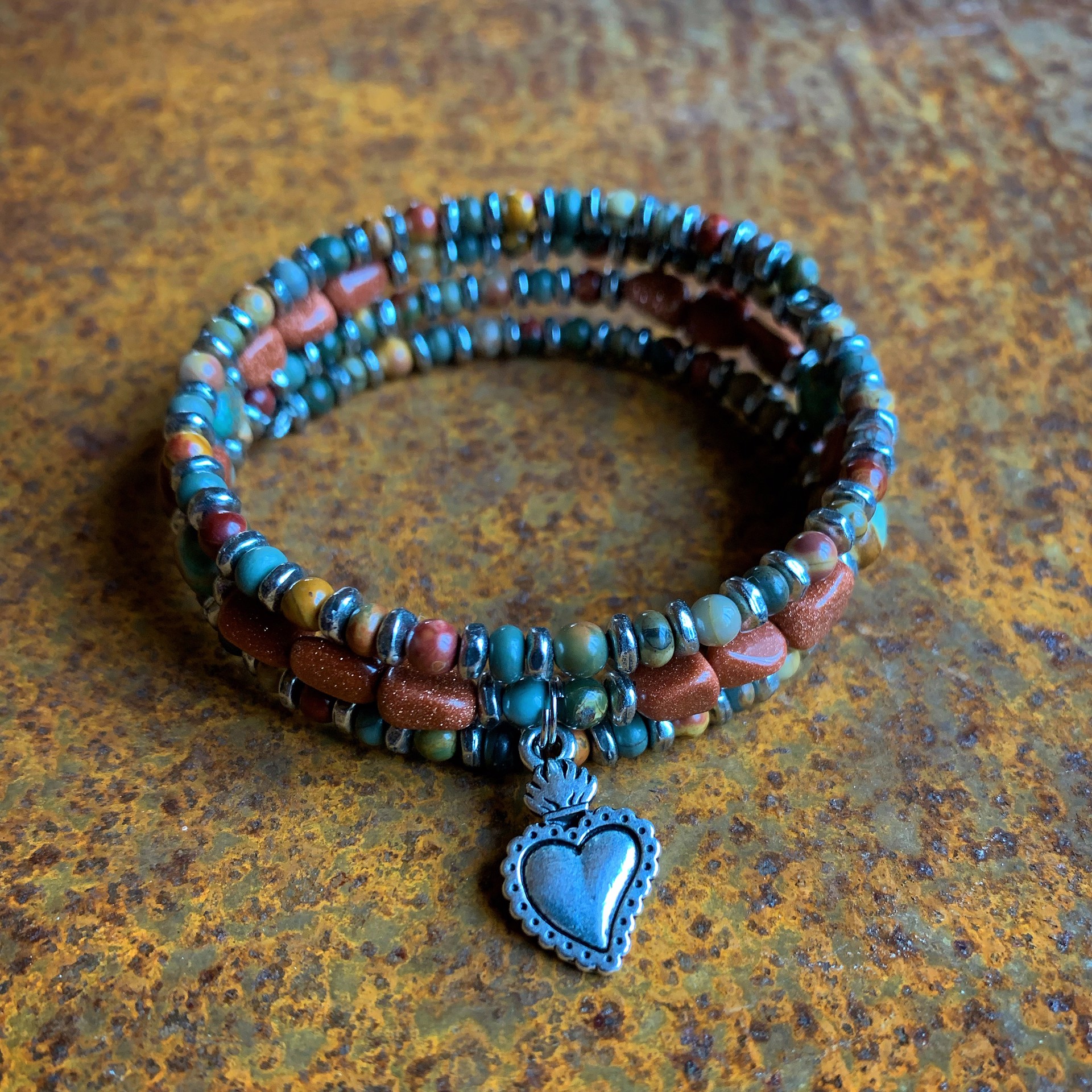 K550 Goldstone and Turquoise Bracelet by Kelly Ormsby