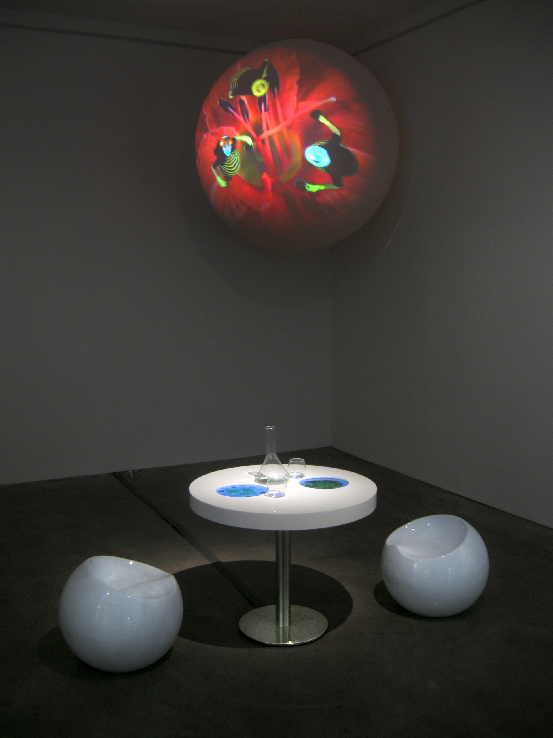 Last Supper (table) and Bee Planet (sphere) by Katja Loher