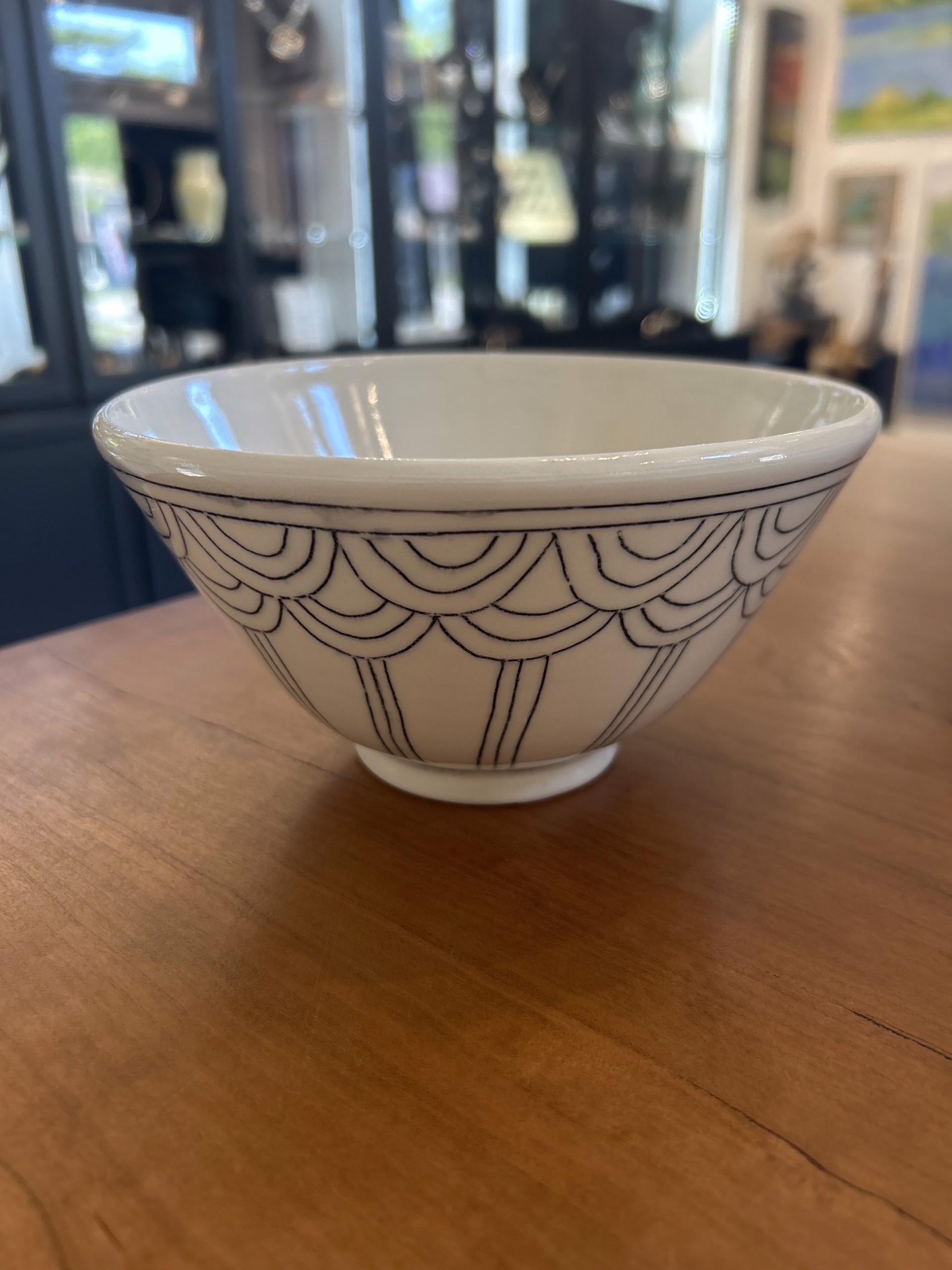 Medium Bowl Black Lines by Mary Doezema | Synchronicity Art Gallery
