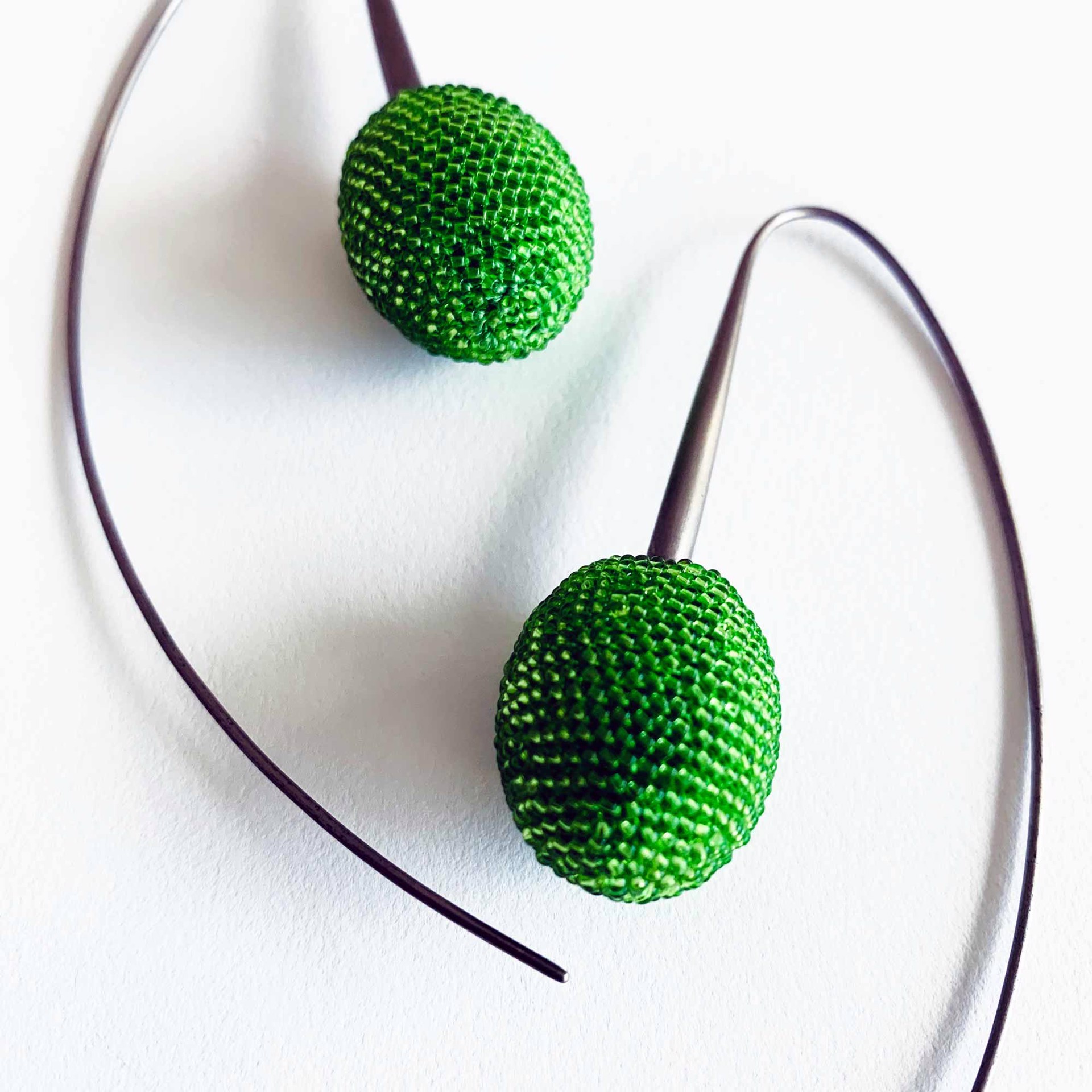 Green Pod Earrings by Jacqueline Lillie