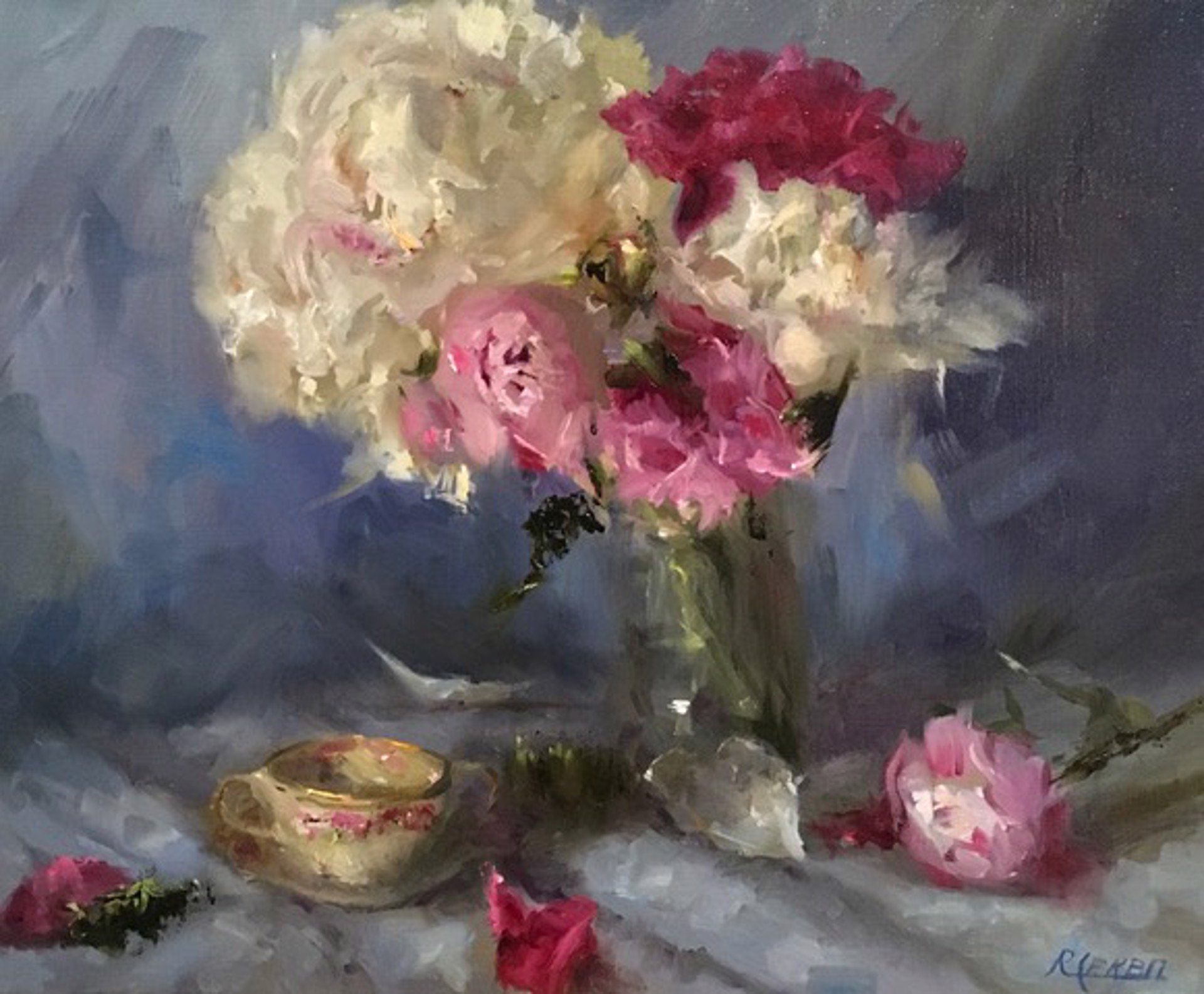 "Totally Tea Time" original oil painting by Rosanne Cerbo