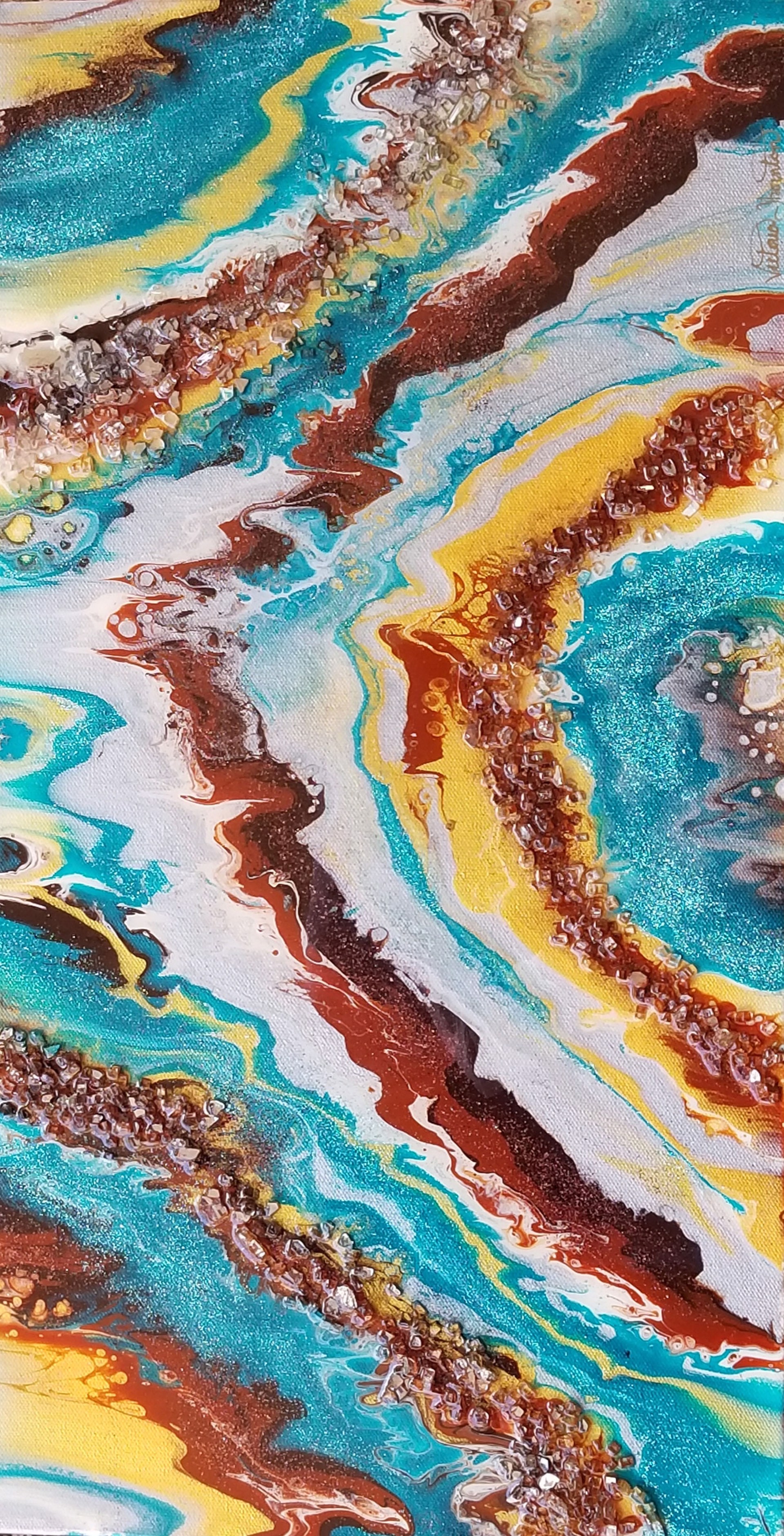 Geode of the West - Fluid Acrylic/Resin on Canvas by Victoria Thornton