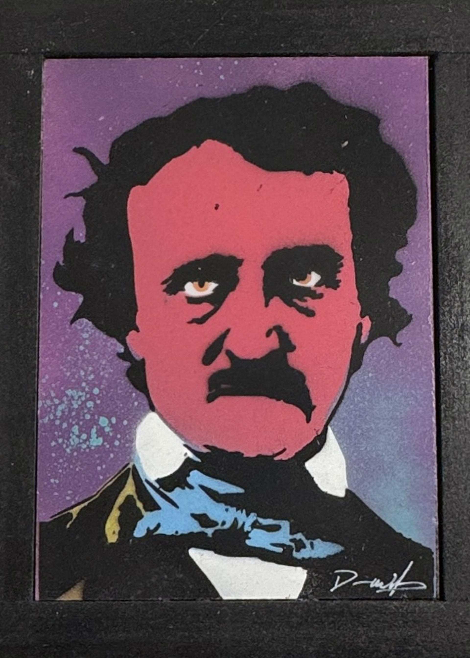 Warhol Poe, Pink on Splattered Purple by Dennis Wells