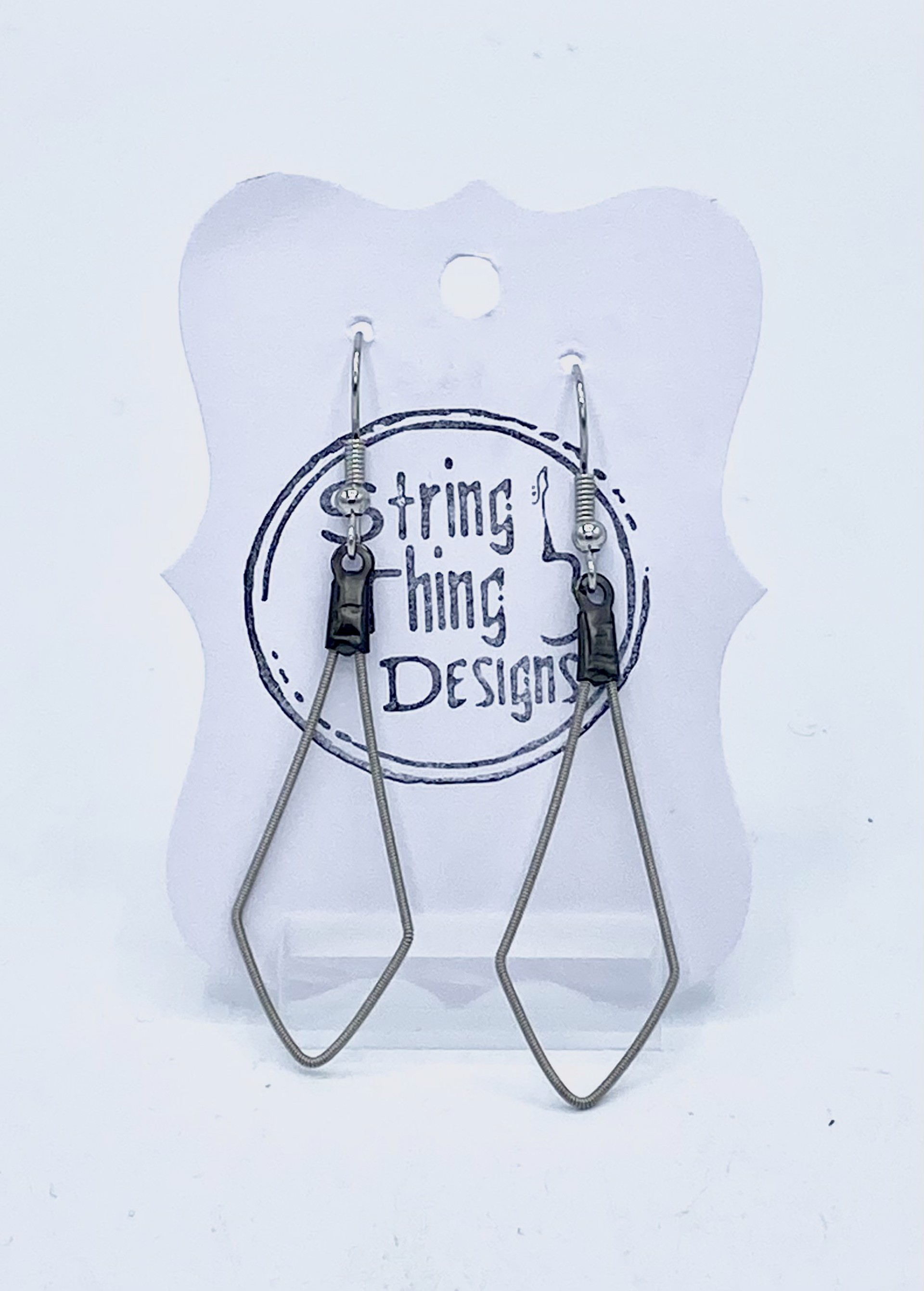 Guitar String Silver Teardrop Earrings by String Thing Designs