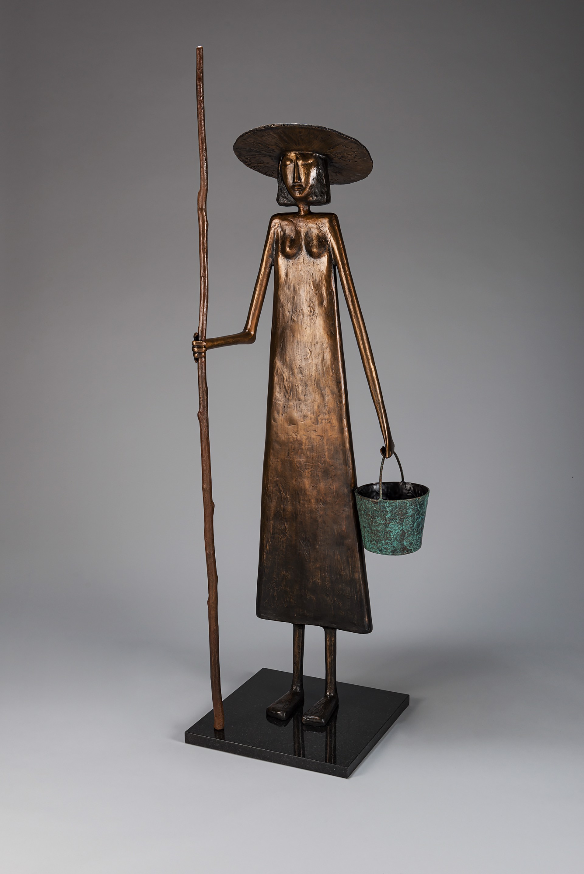Woman With Staff and Pail by Allen Wynn