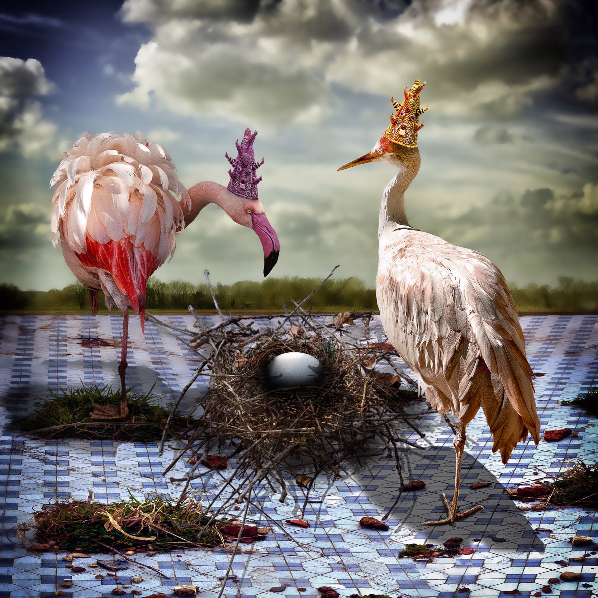 Stork Party (unframed) by Leslie Elliottsmith
