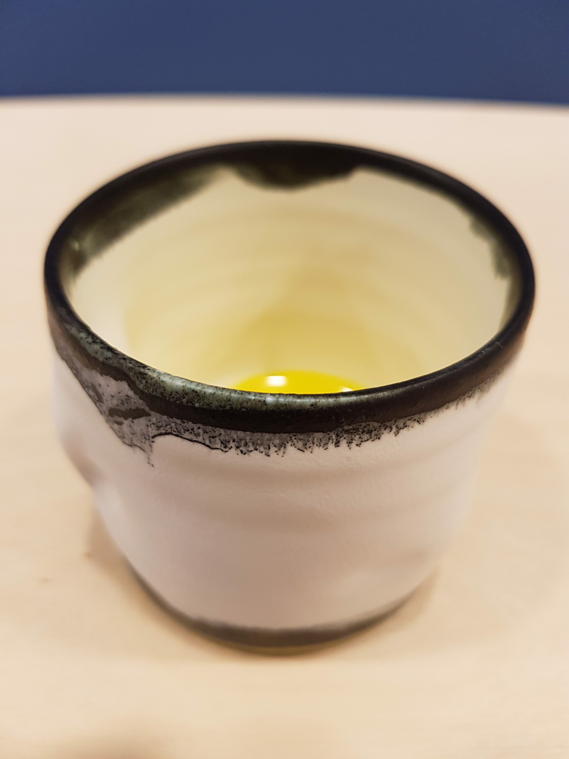 Porcelain Cup - Yellow & Black Glaze by Kyra Cane