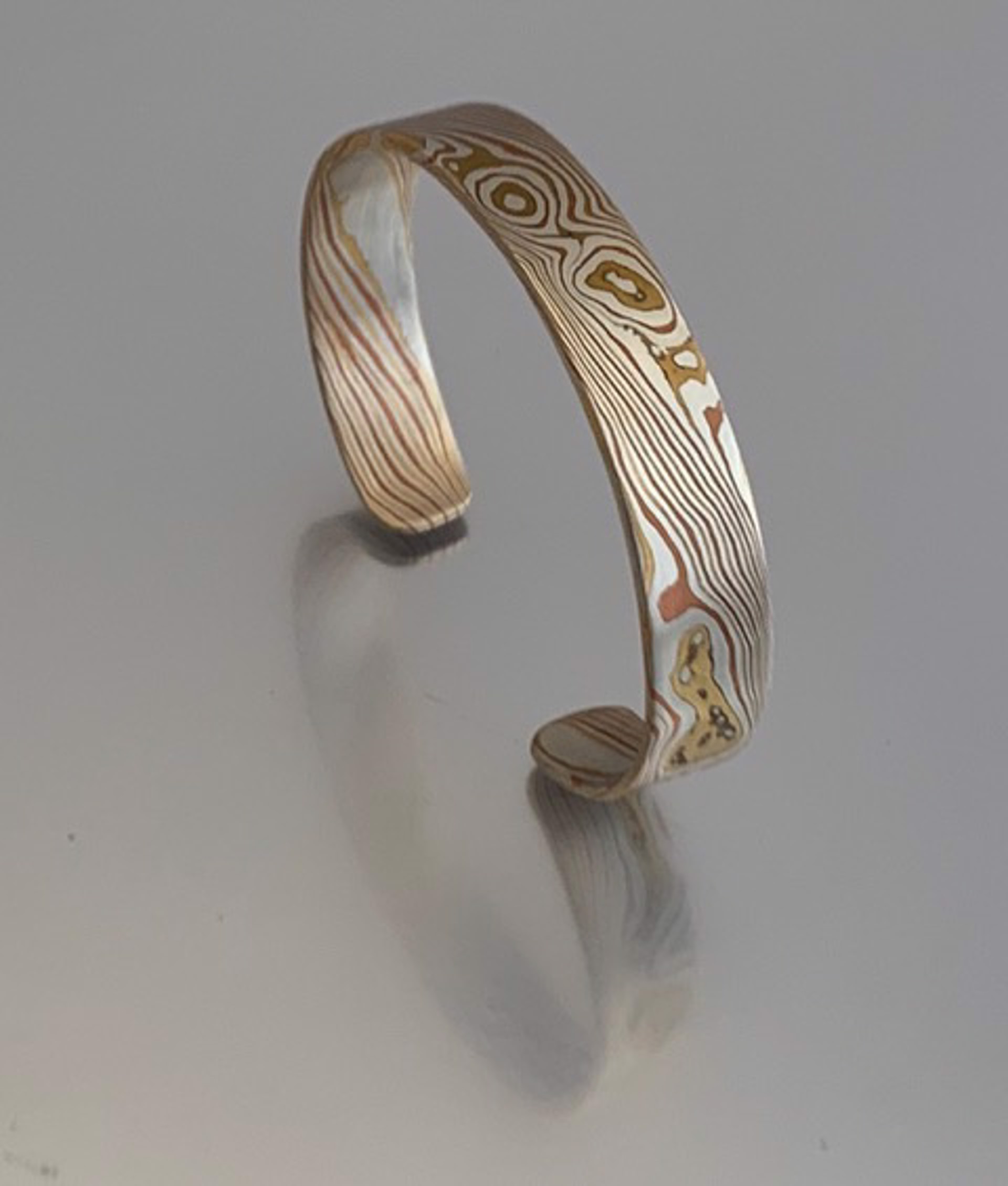 Cuff - Mokume Gane, Silver, Copper, Brass - ADC 103 by Annette Campbell