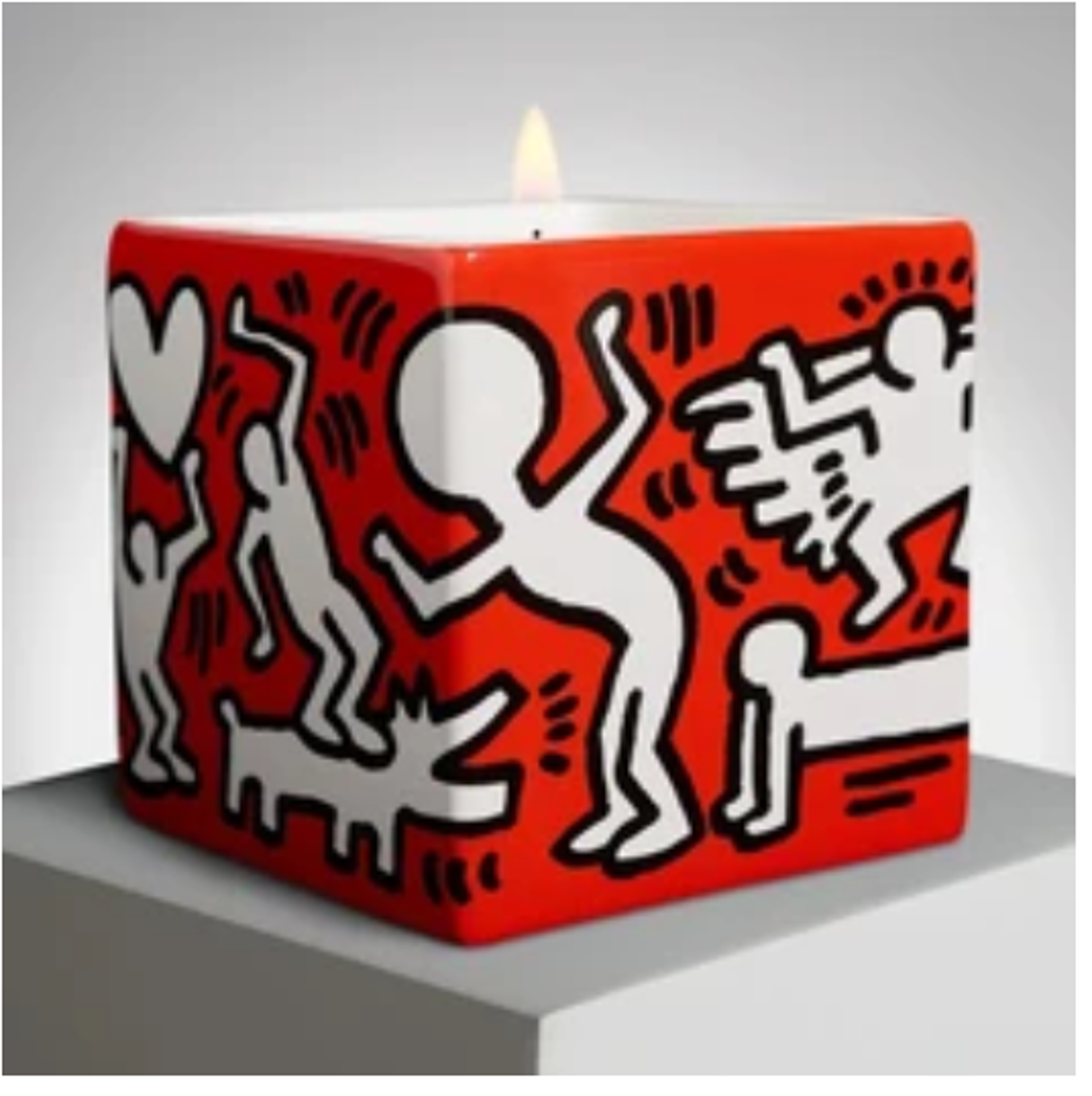 White on Red Candle by Keith Haring