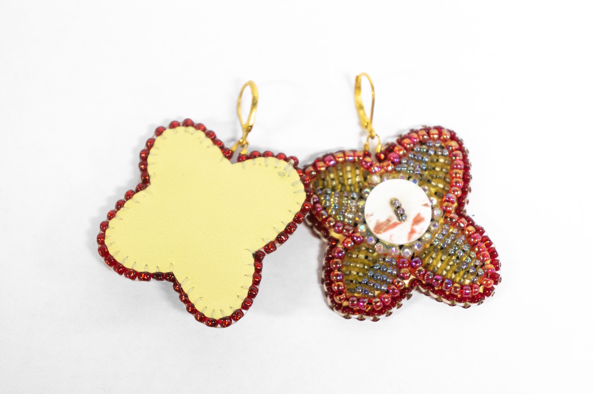 red floral beaded earrings by Hattie Lee Mendoza