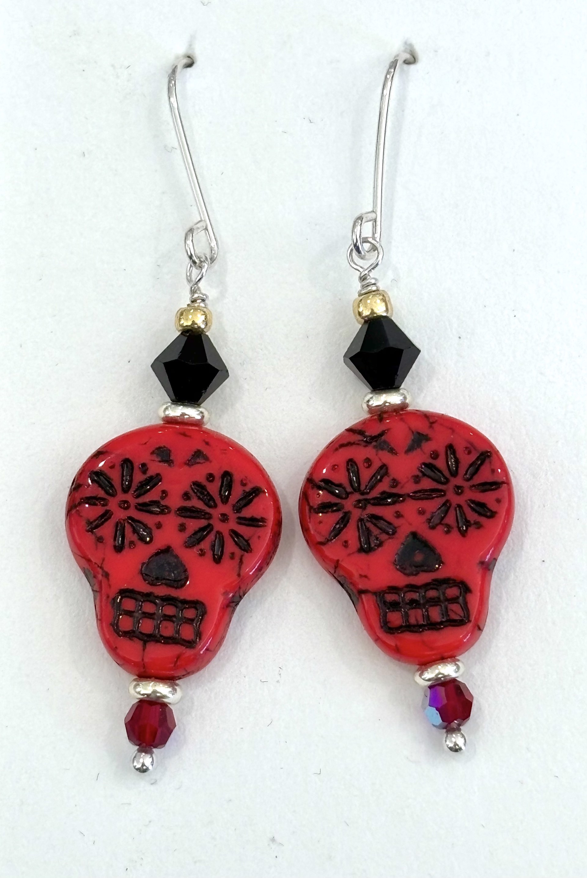 Red Sugar Skulls Earrings by Emelie Hebert