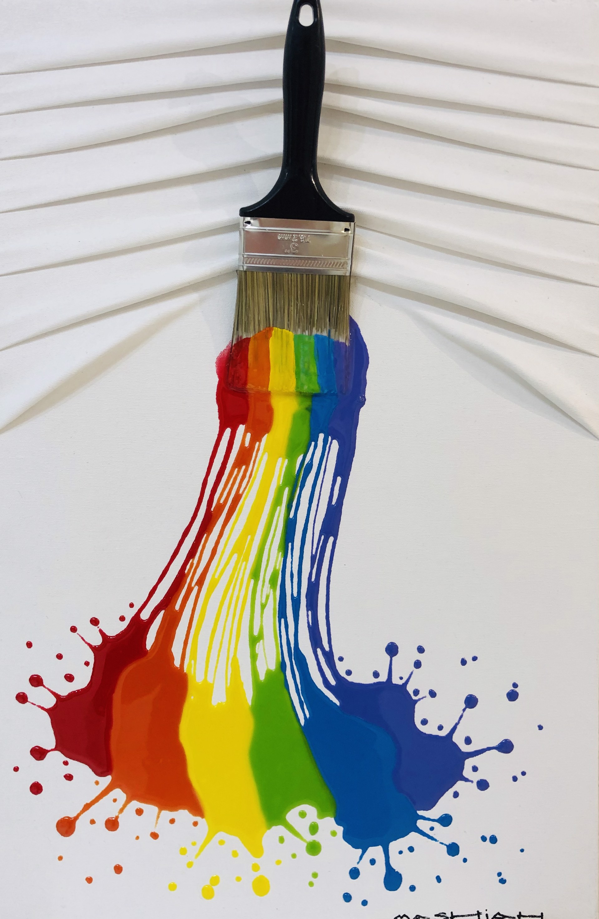  Rainbow Splash on White Small Board by Brushes and Rollers "Let's Paint" by Efi Mashiah