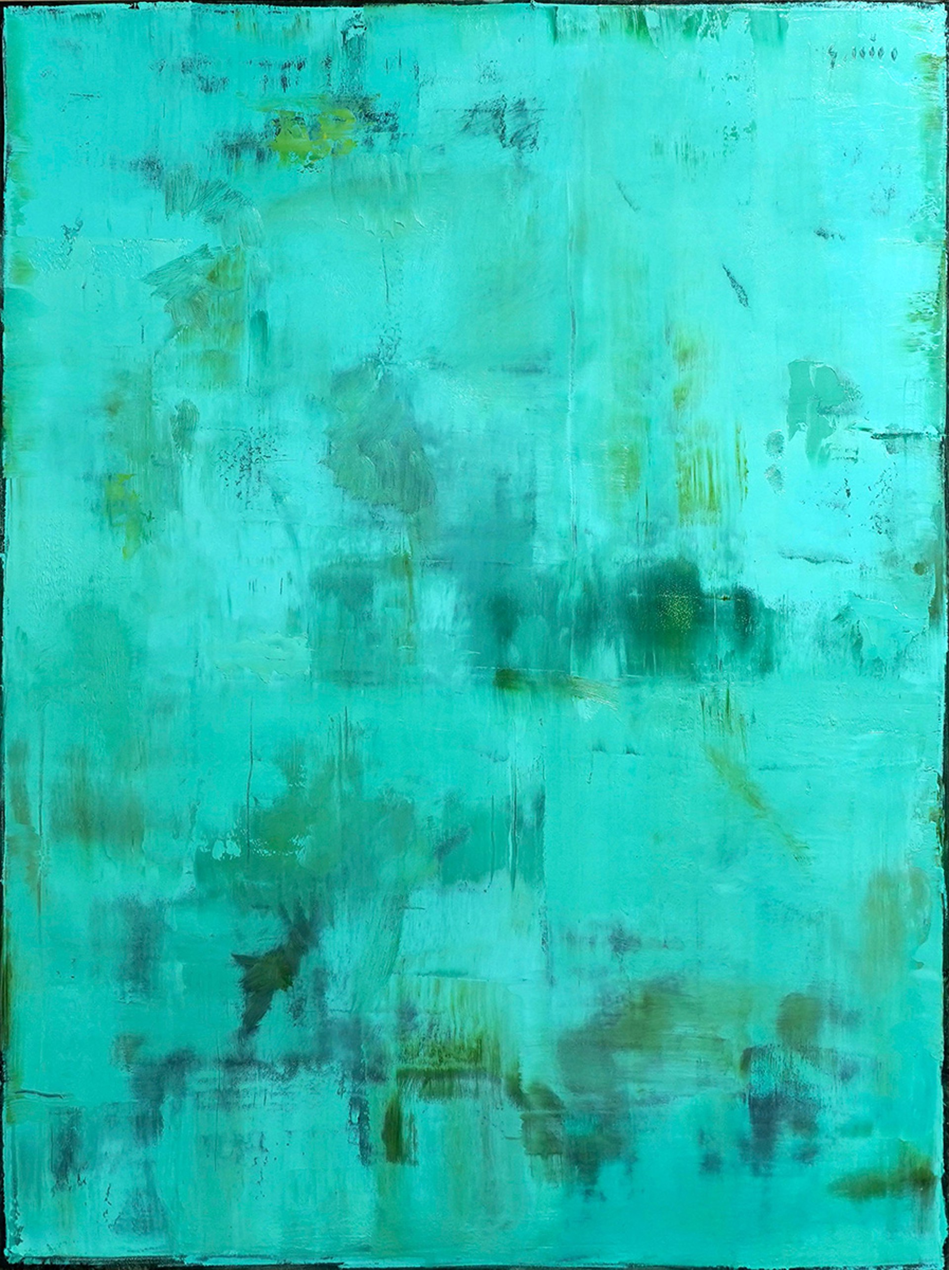Original Turquoise Abstract Oil Painting By George Hill