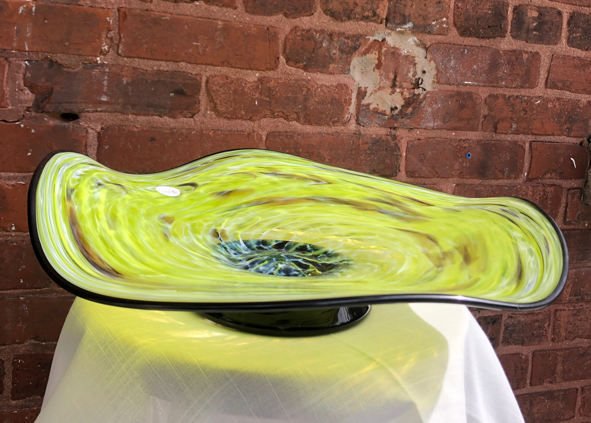 Lime Green Footed Platter  by Devan Cole