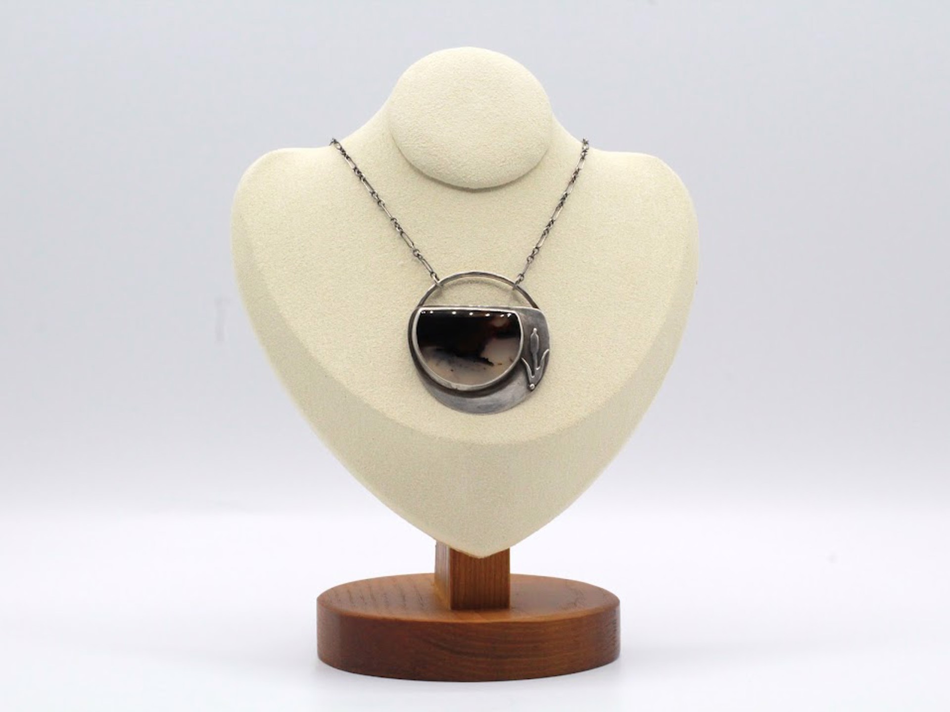 Montana Agate with Hand-sawn Cattails Necklace by Ashley Hanna