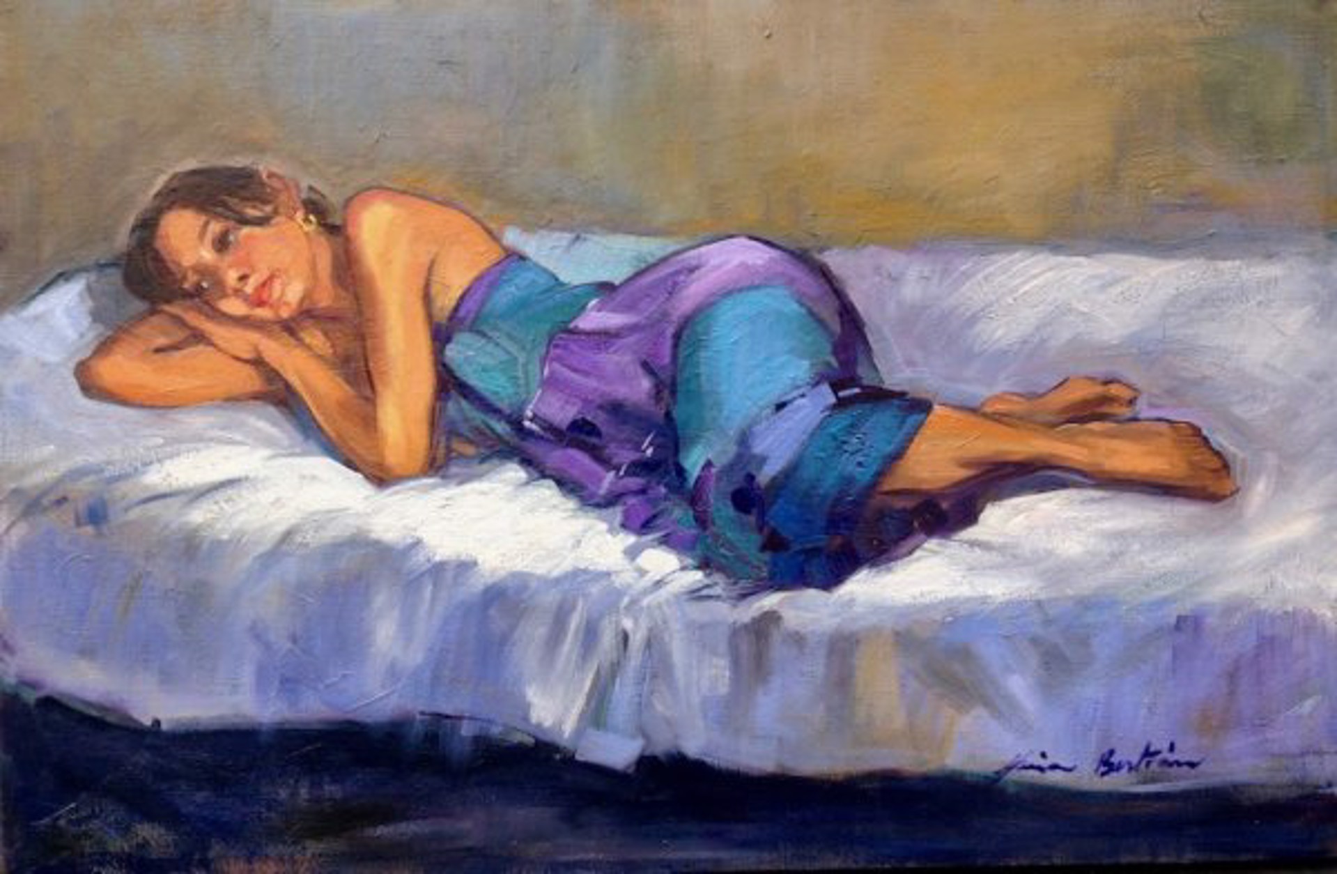 Figure In Blues And Purples by Maria Bertrán