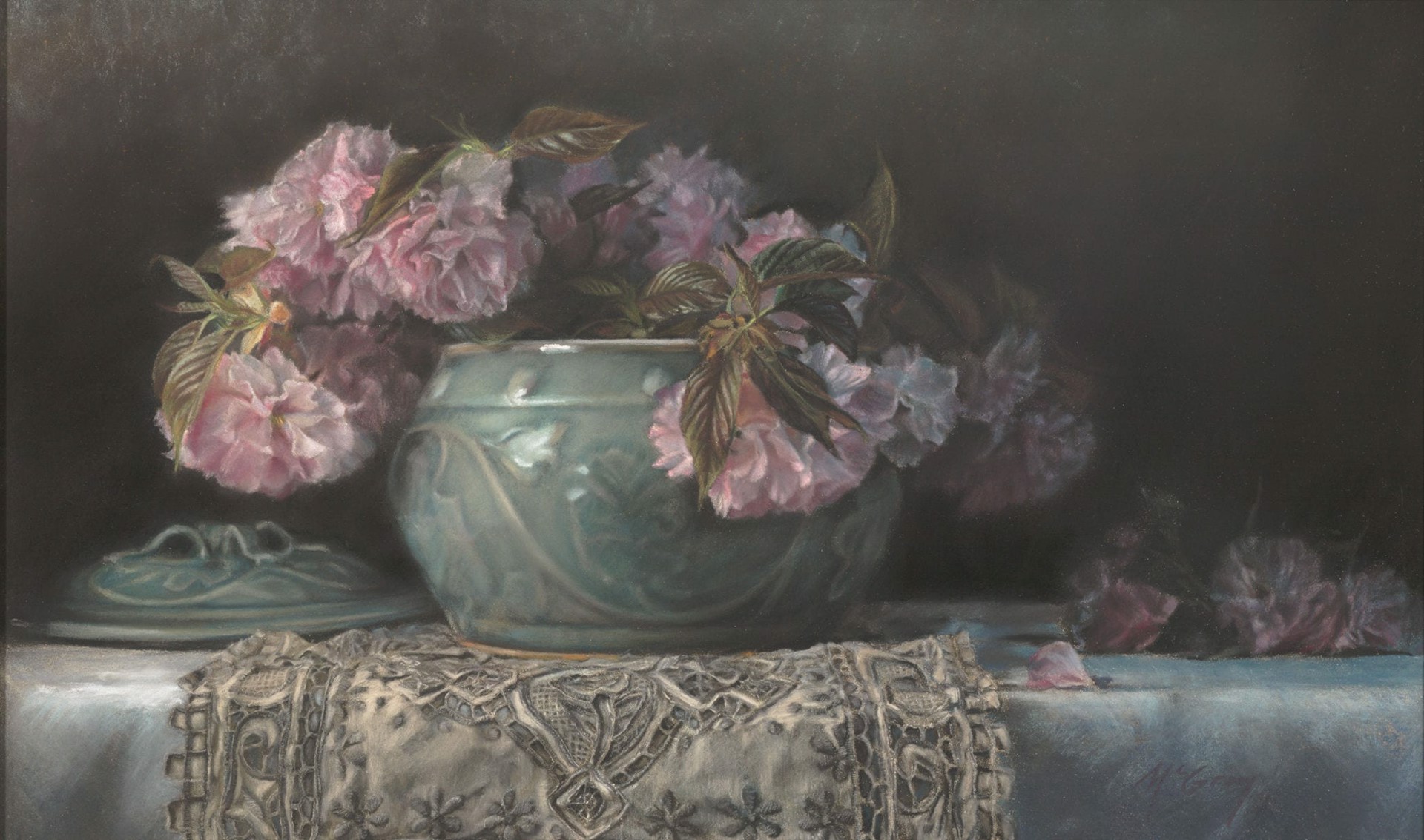 Almond Blossoms & Celadon by Anne McGrory