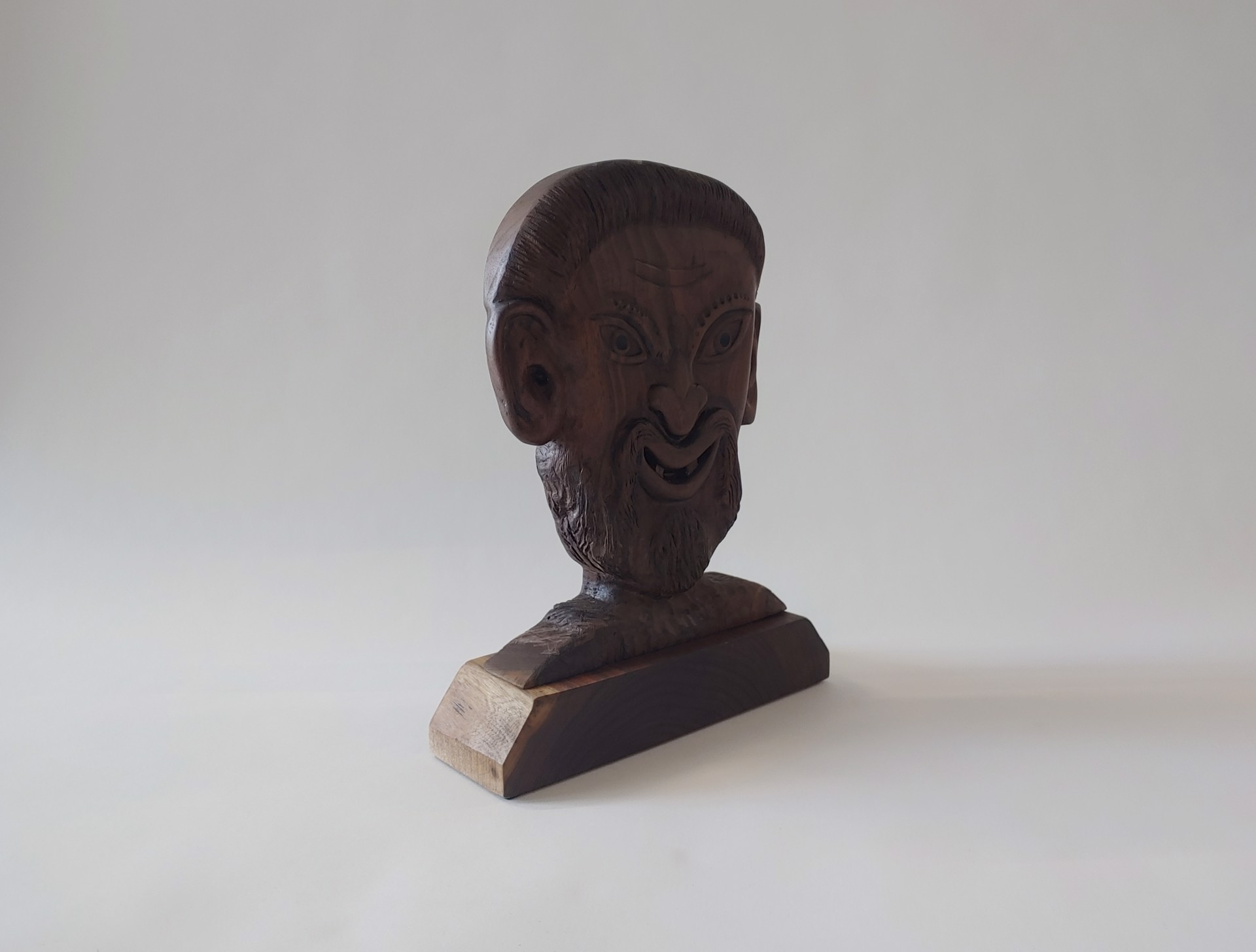 Satyr Bust - Wood Sculpture by David Amdur