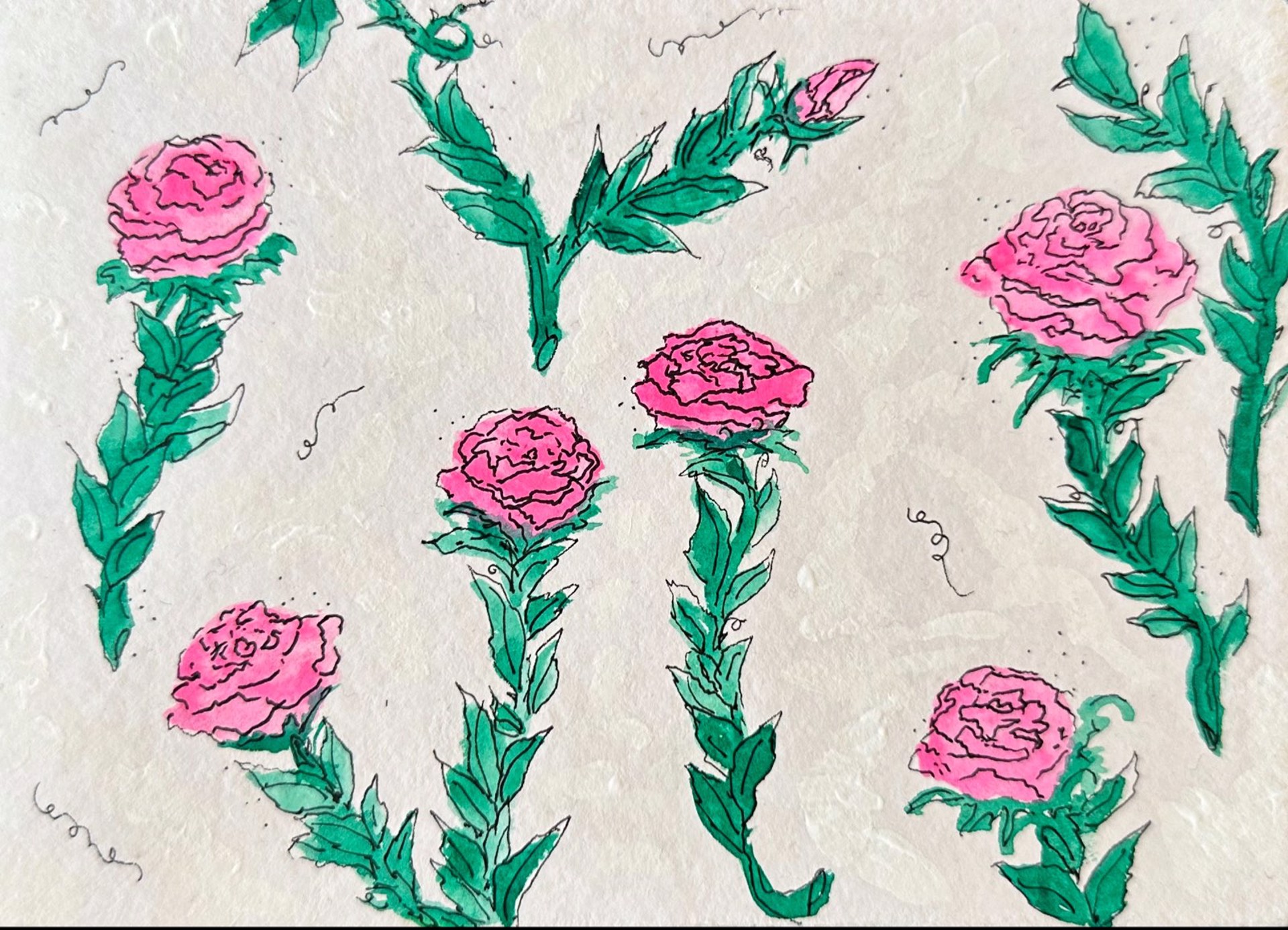 Florals in Pink, matted by Mary Bragg
