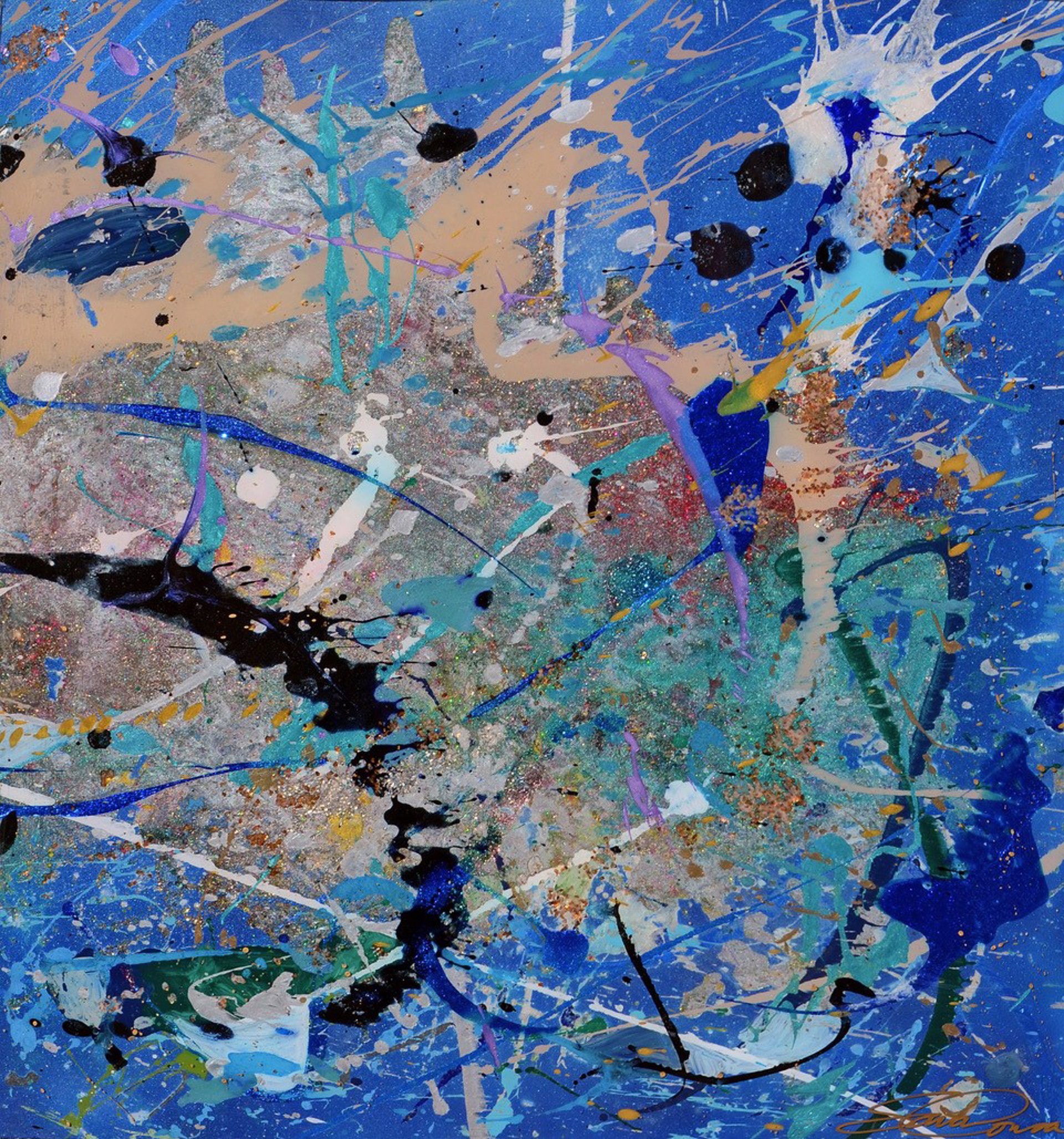 Blue Shimmers Diptych 1/2 by Sara Conca