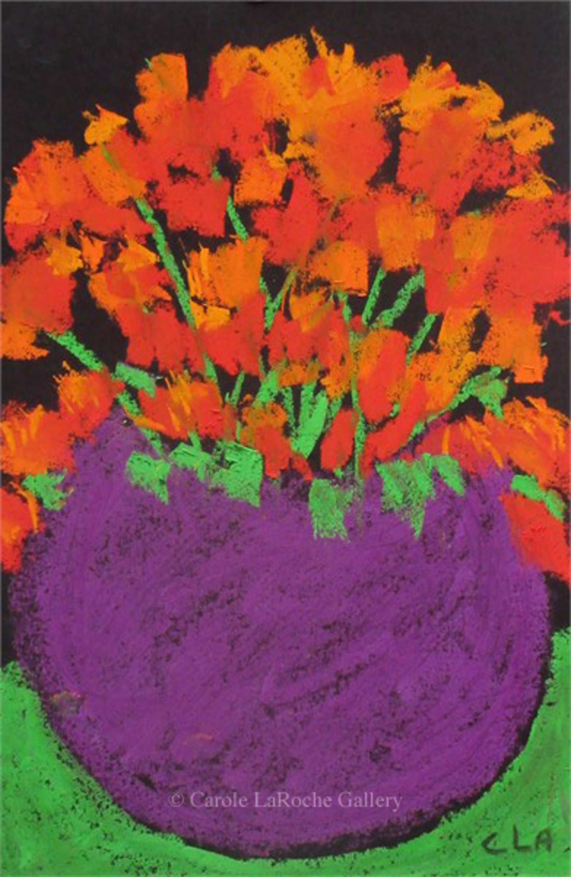 FLOWERS IN PURPLE VASE by Carole LaRoche