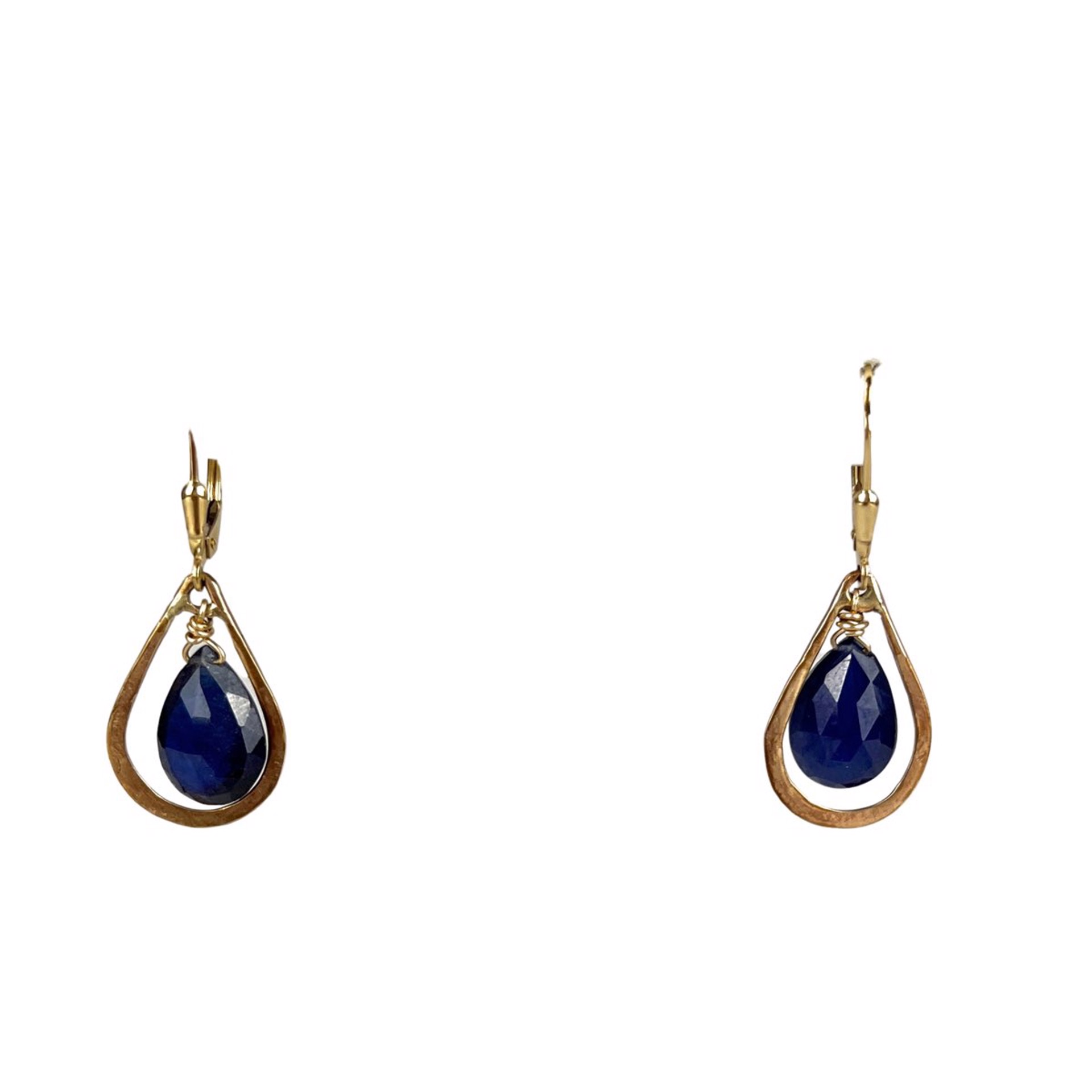 Blue Sapphire and 14KGF Teardrop Earrings by Nola Smodic