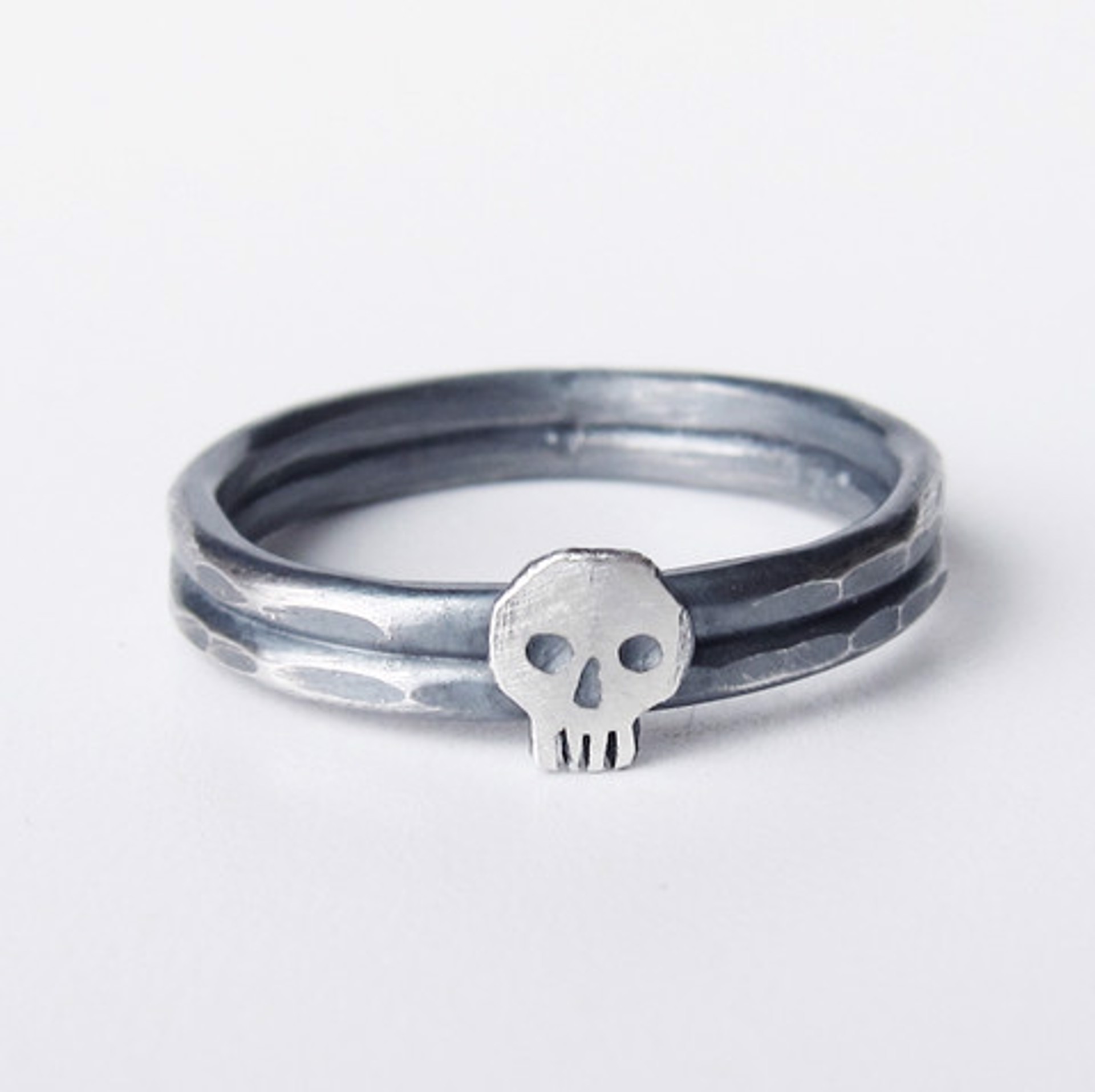 Single Skull, Double Band Ring (Size 6.5) by Susan Elnora