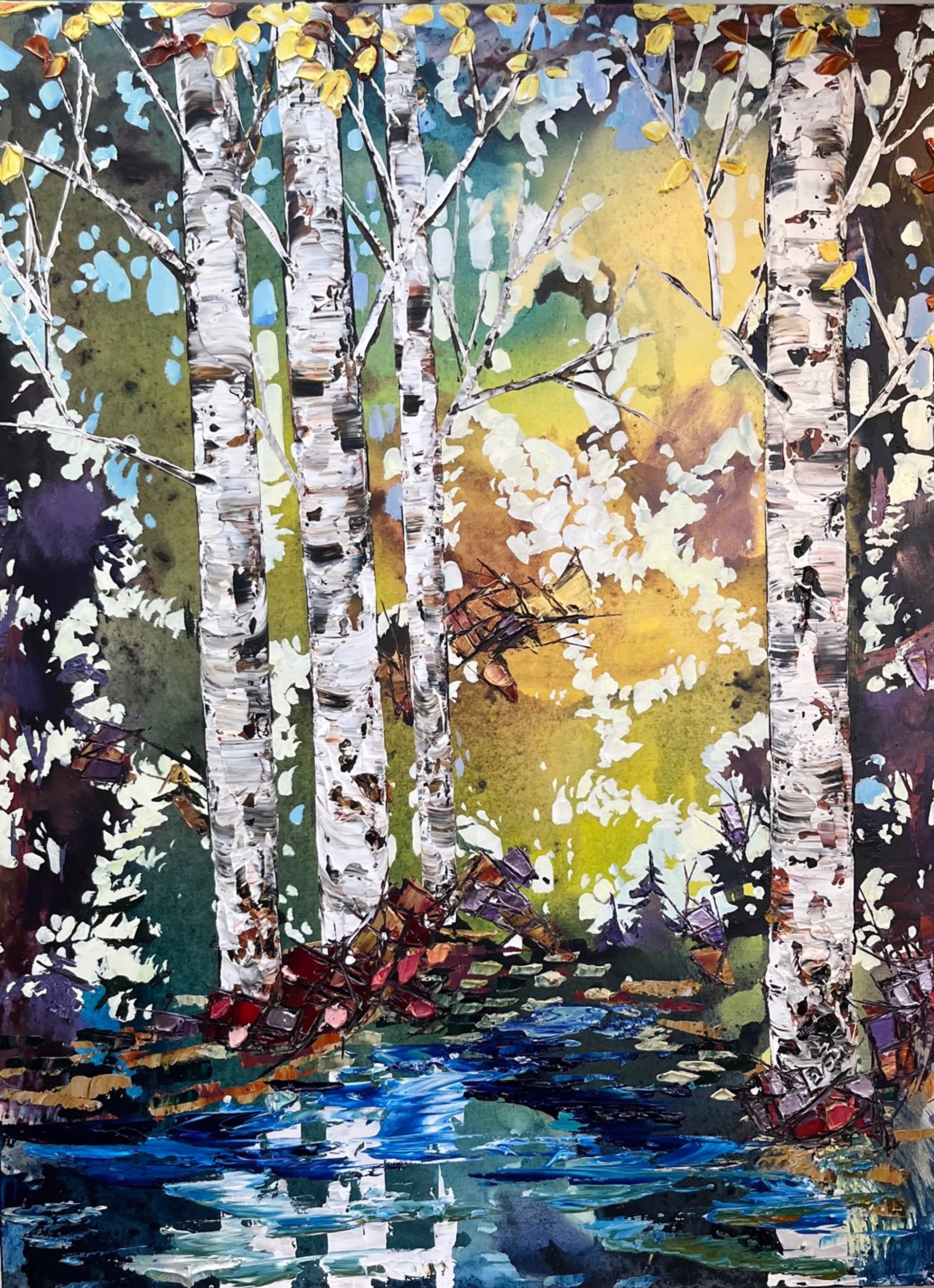 Four Abstract Birches by Maya Eventov