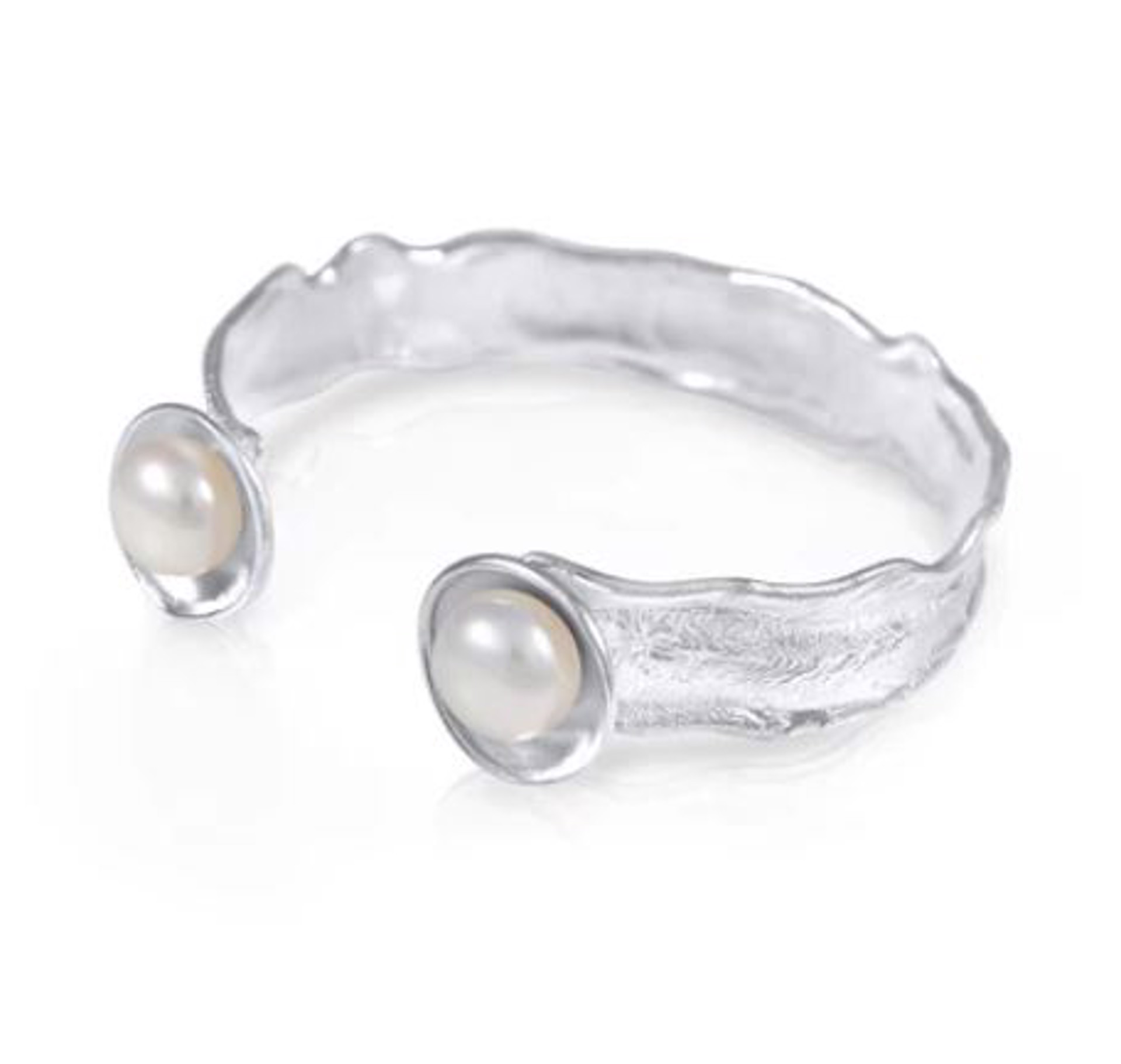 Hammered Pearl Bangle - Wide by Kristen Baird