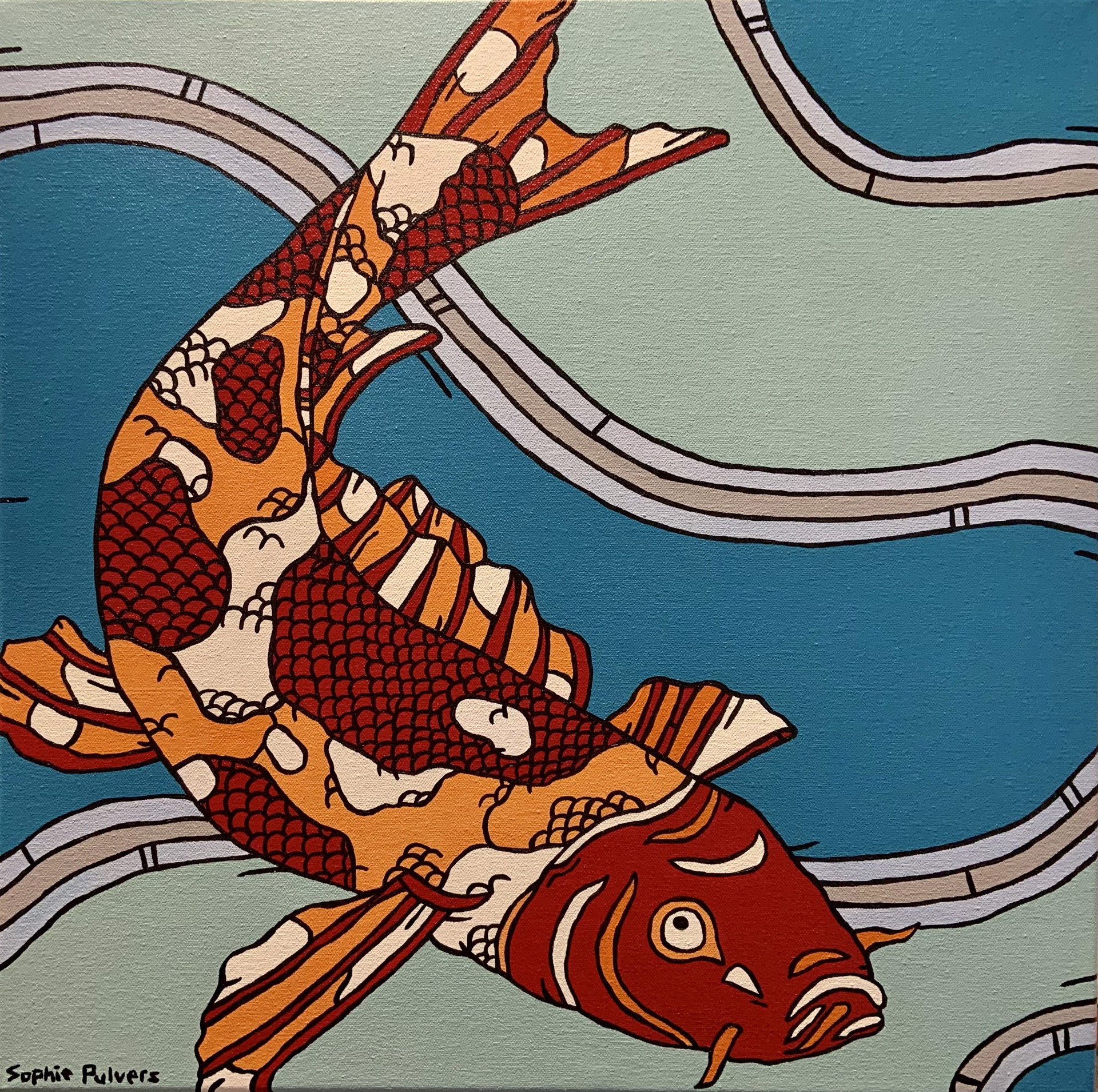 Koi in a River by Sophie Pulvers
