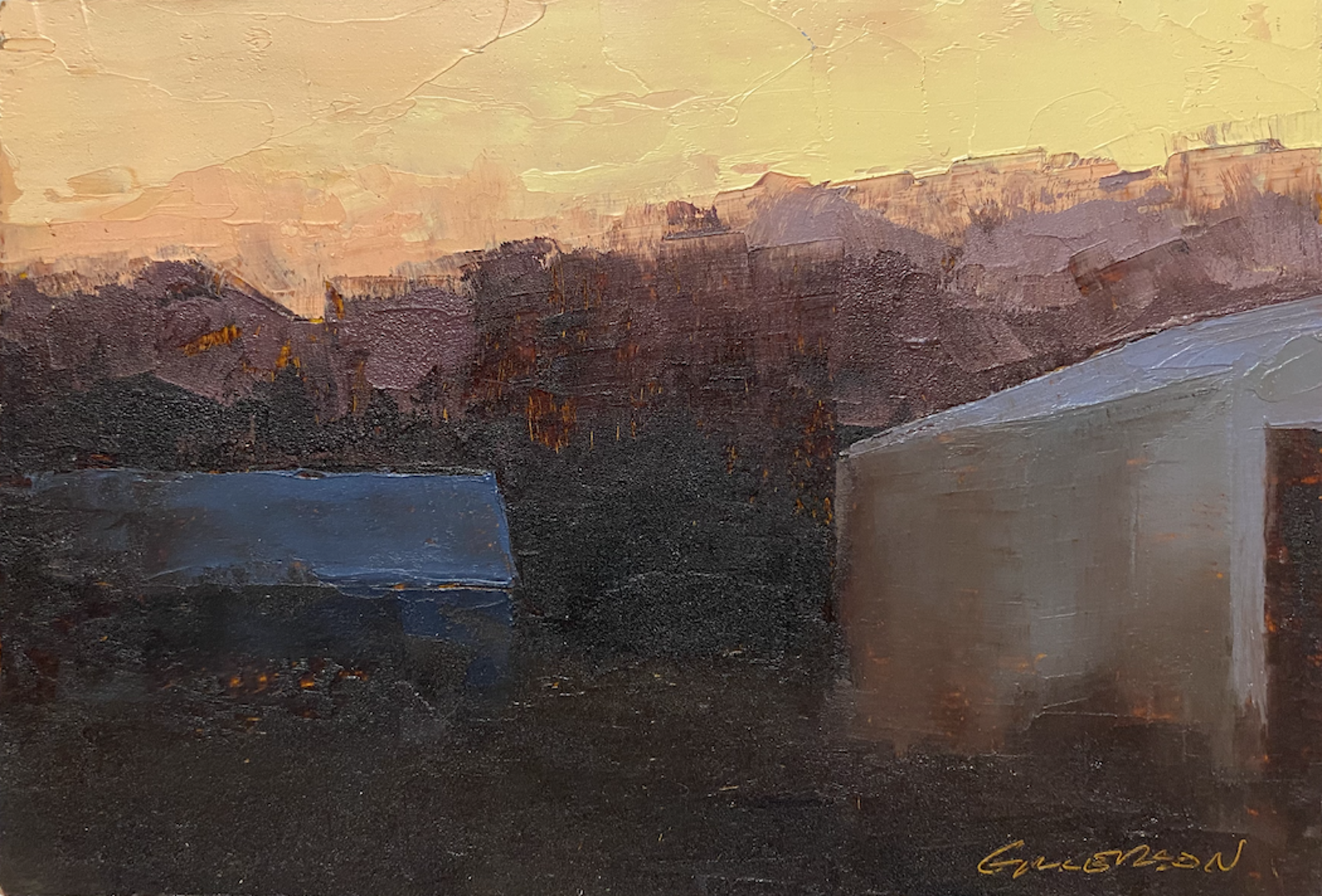 Barns, After Sunset by Mary Gilkerson