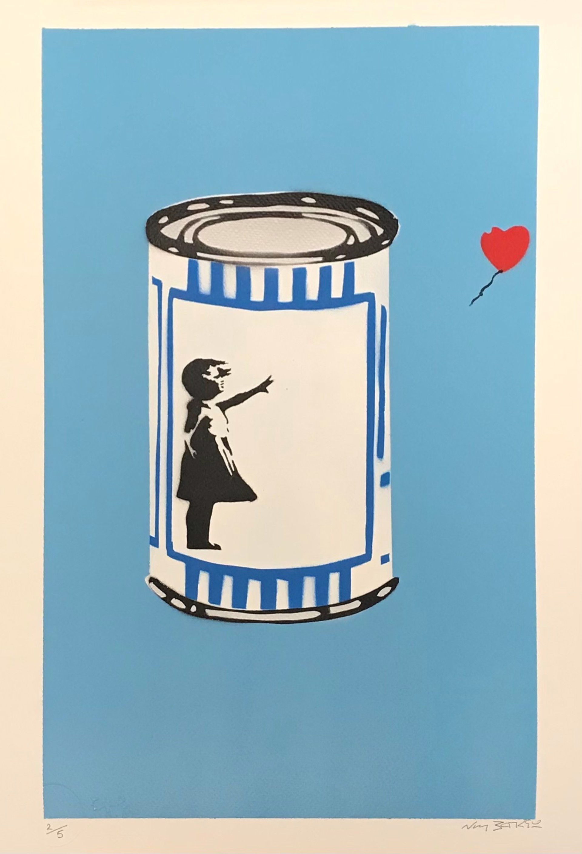 Balloon Girl in Soup Can (Lt. Blue) #2/5 by Not Banksy