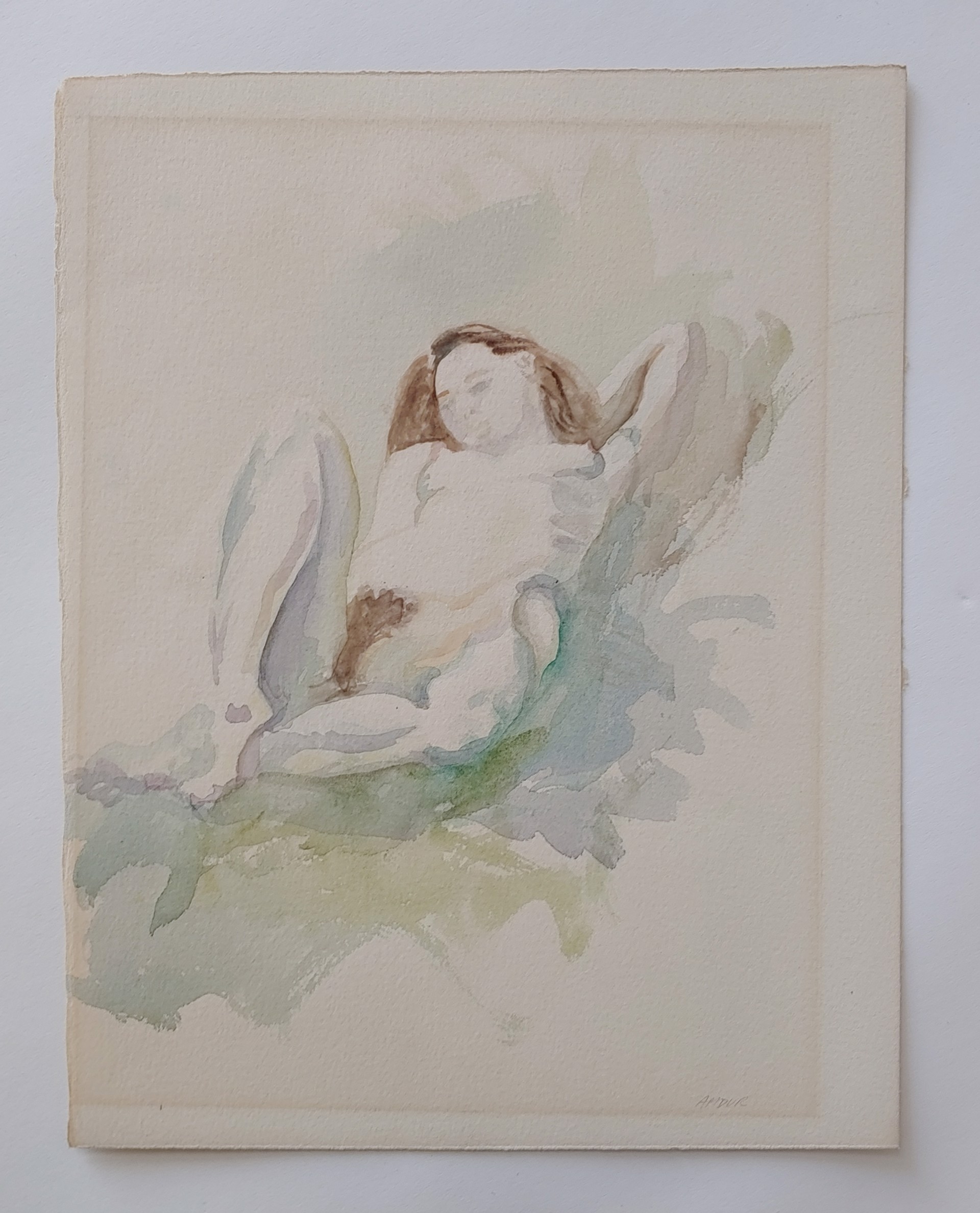 Nude - Watercolor by David Amdur