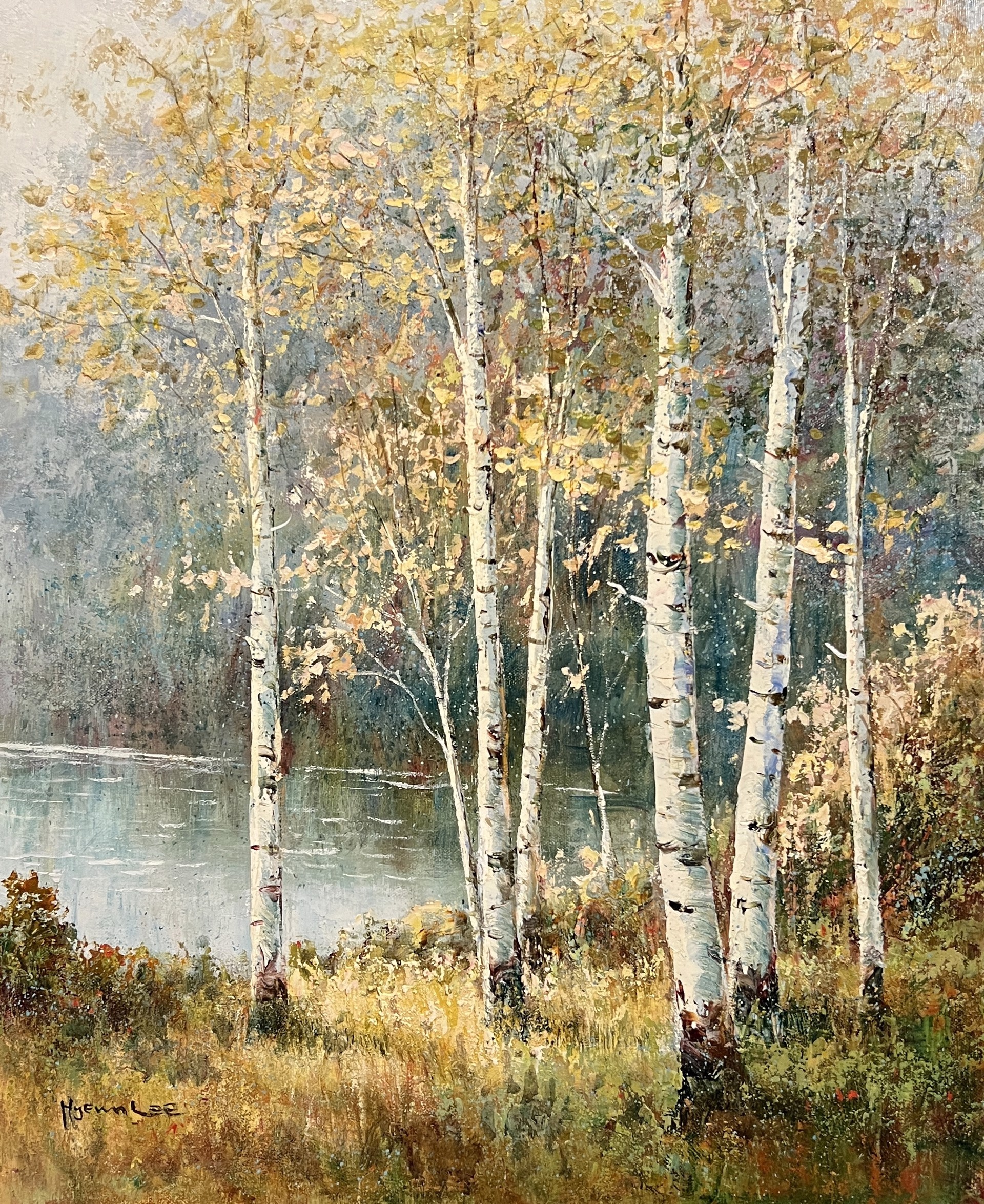 ASPENS WATER ON LEFT by H LEE