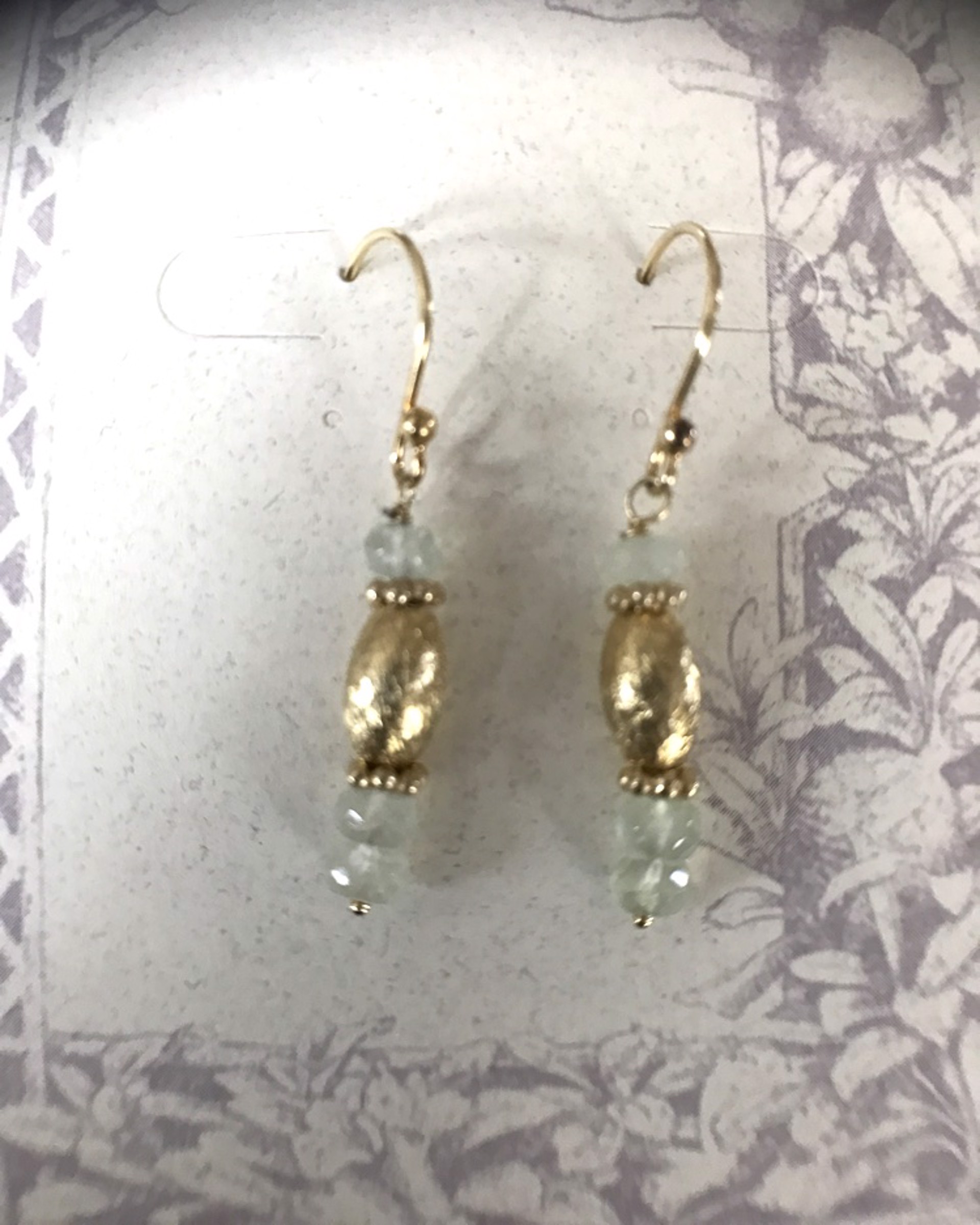 Earrings - Prehnite & Gold Vermeil  #8666 by Bonnie Jaus