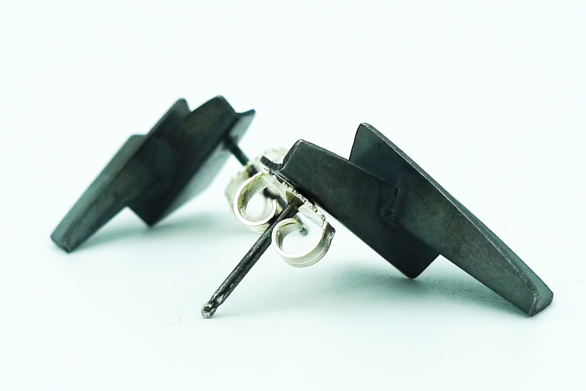 Small Oxidized Folded Post Earrings by Lauren Markley