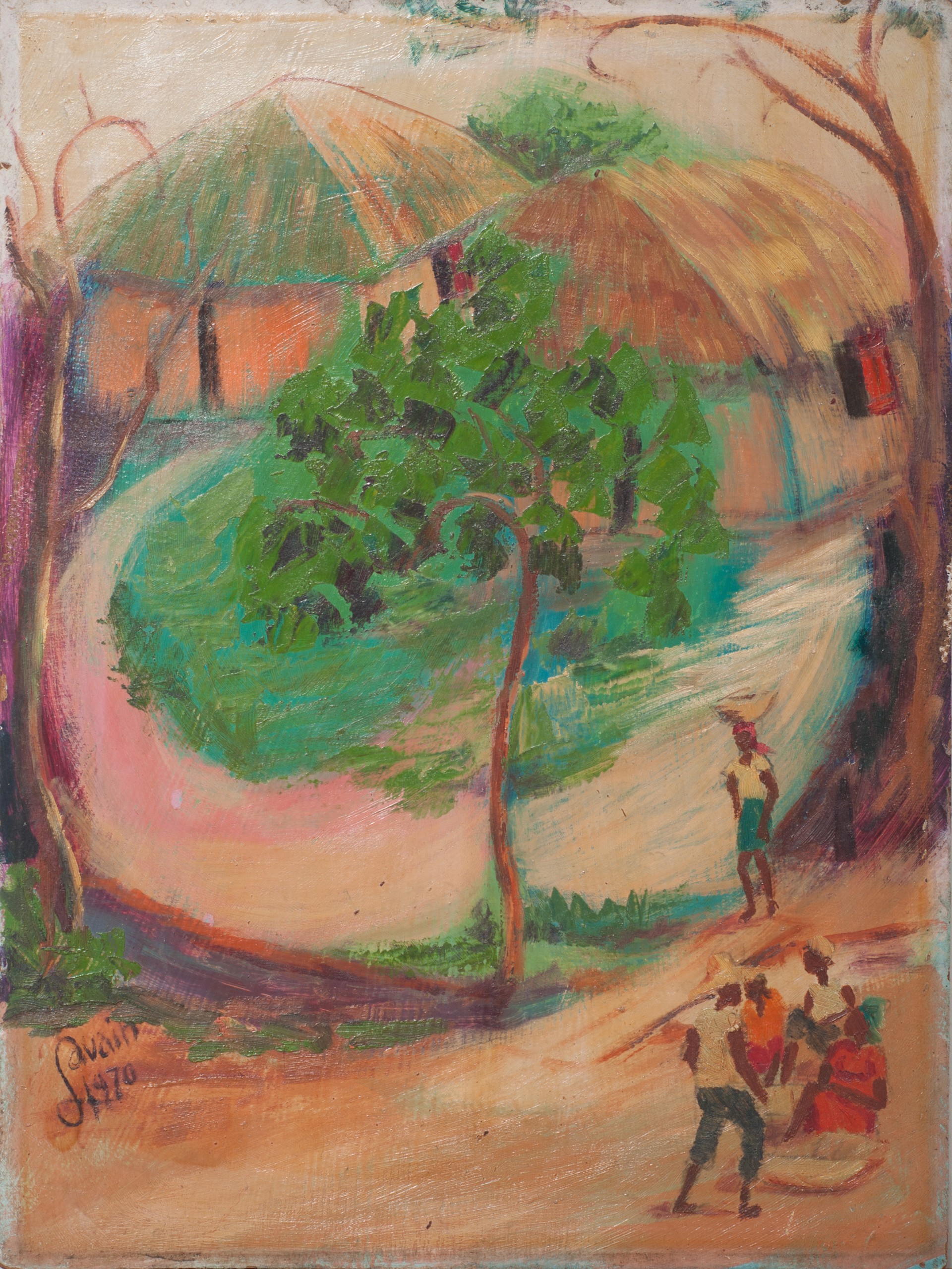 Green Tree & People #22-3-96GSN by Petion Savain (Haitian, 1906-1975)